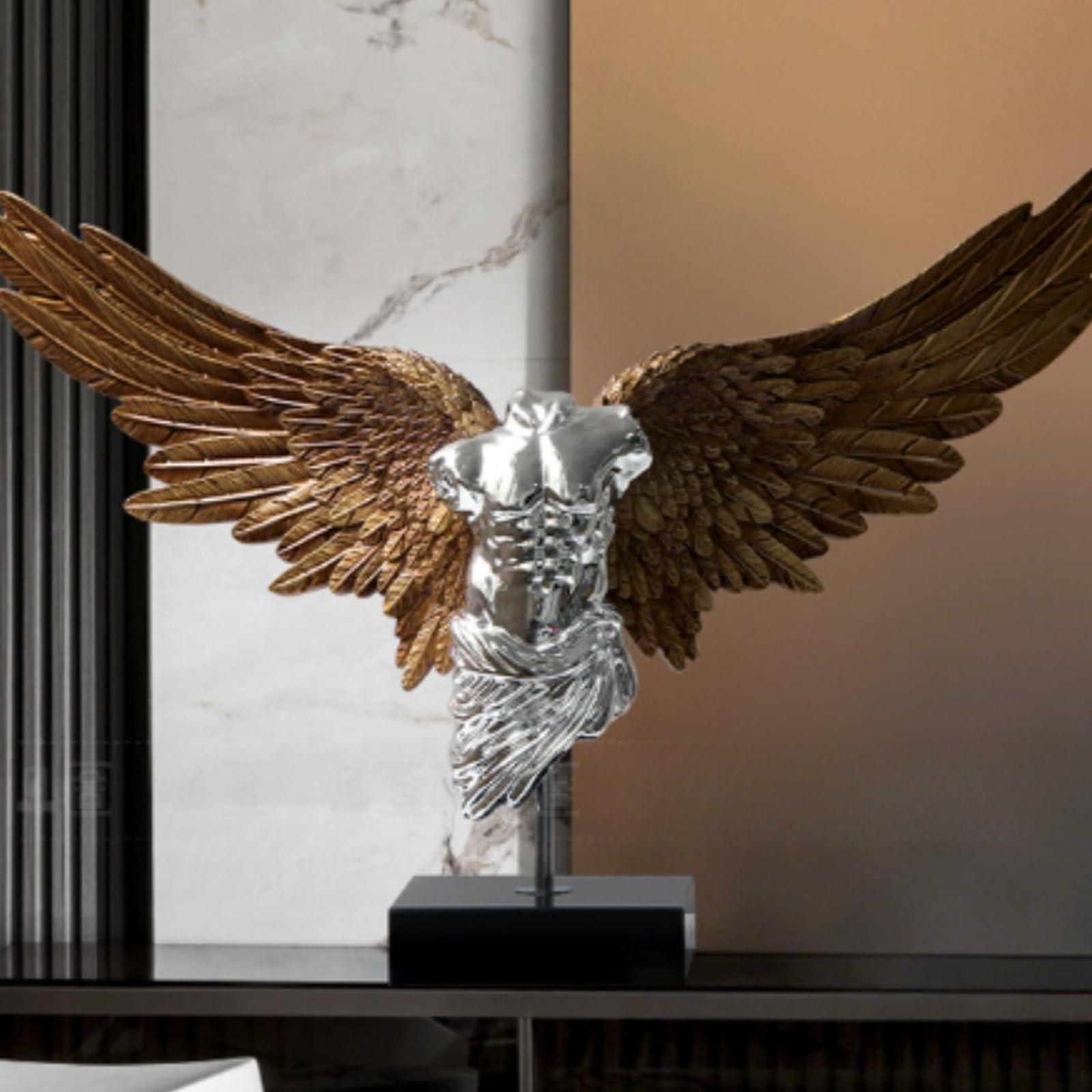 Statua con Base in Acrilico Geometrica | Moderno, Scultura di Torso Alato, Grande, Busto Astratto, per Ingresso, Bronzo