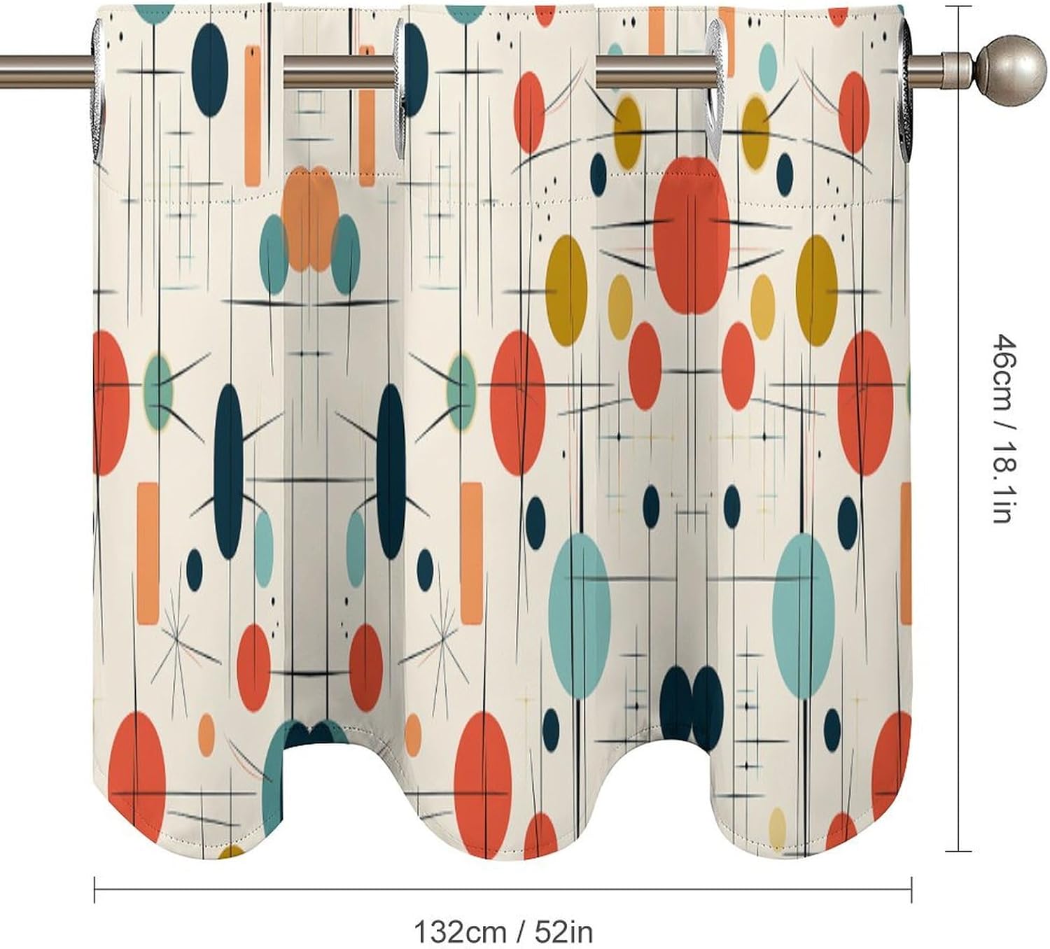 Small Window Curtains, Modern Mid Century Printed Mini Window Curtains Valance, Pocket Window Curtains are Suitable for Homes, Offices, Farmhouses, and Restaurants