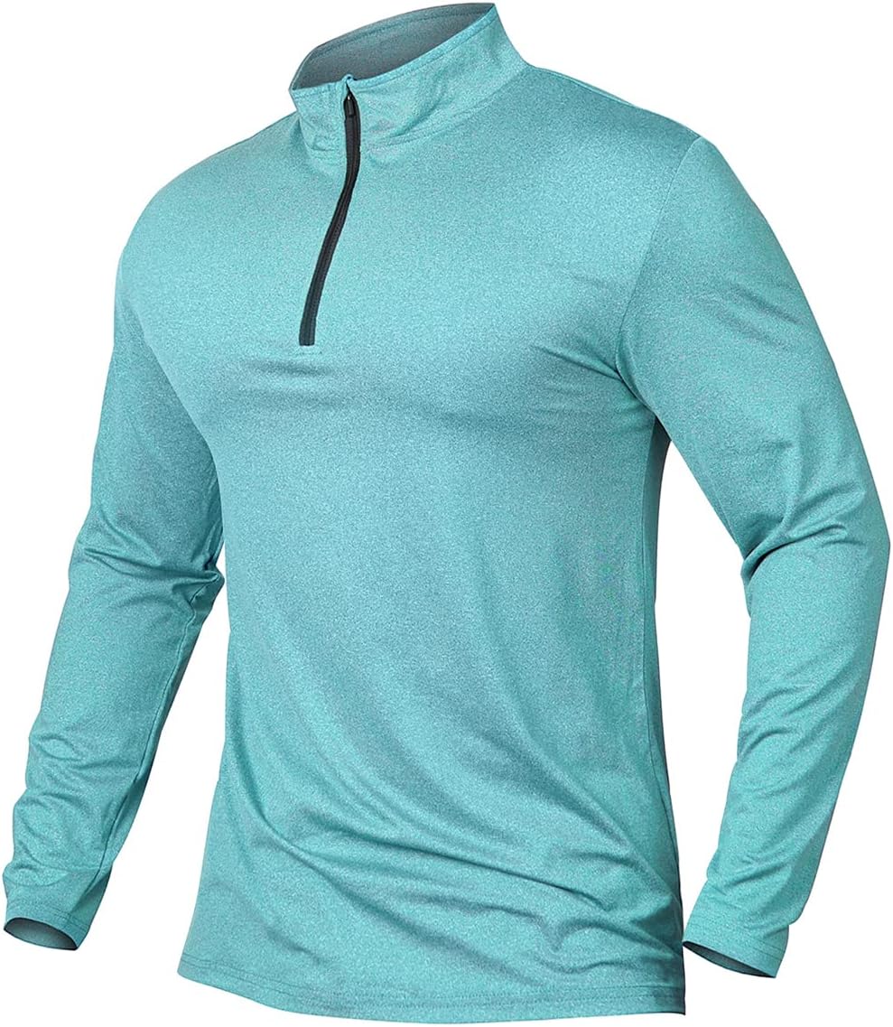 MANSDOUR Men's Quick-Dry Active Sports Shirts Quarter Zip Long Sleeve Running Pullover Tops Outdoor Sweatshirt
