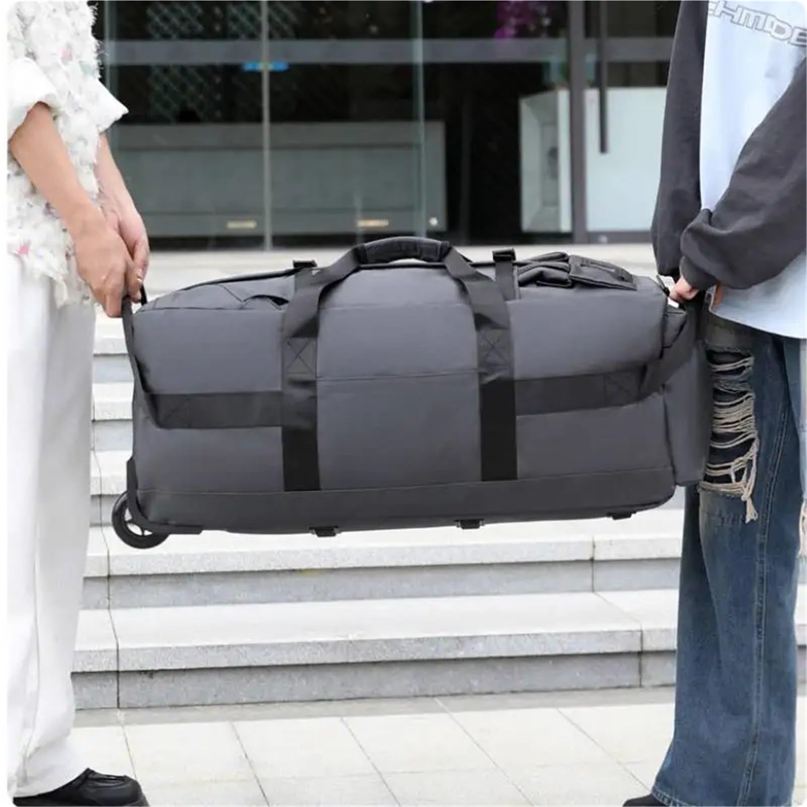 Borsa da viaggio pieghevole con ruote, for campeggio, escursionismo, auto, bagagli, trasloco, grande, zaino sportivo e fitness(Grey)