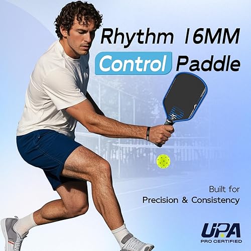 Miniatura 2 de Warping Point Rhythm Carbon Fiber Pickleball Paddle, UPA-A Approved, Thermoformed 16MM Pickle Ball Paddle, MaxCell Honeycomb Core, Design for