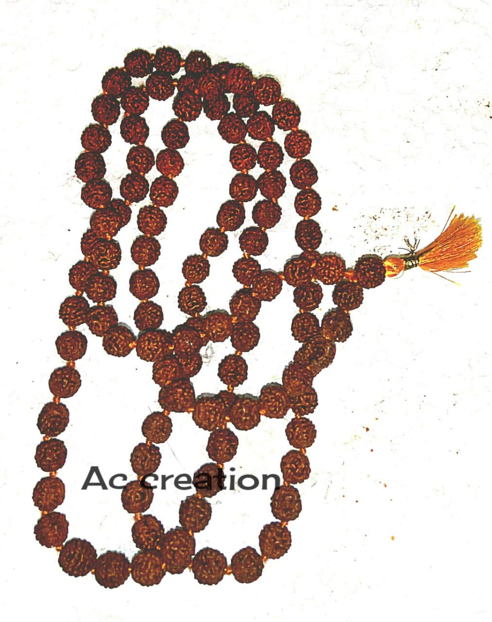 AC Creation�Mukhi Indonesian Rudraksha Mala Face Indonesian Rudraksha Mala Mukhi Rudraksha Mala 108+1 Beads 10 Mm Beads Size with Lab Report