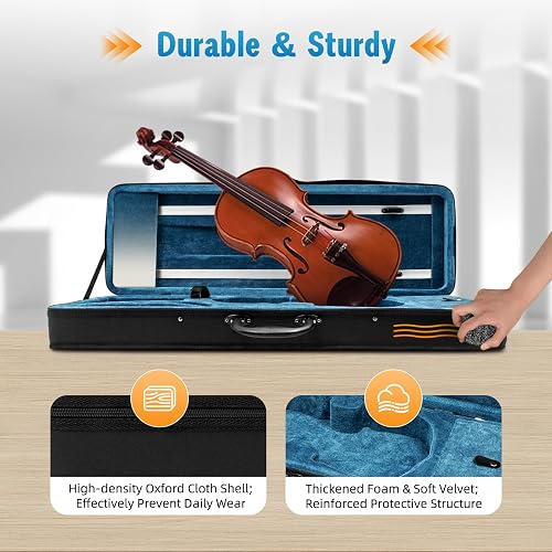 4/4 Geigenkoffer Koffer Violine Case Geigenkasten Violinenkoffer mit Rucksackriemen, 78 × 26 × 12,5cm - 2