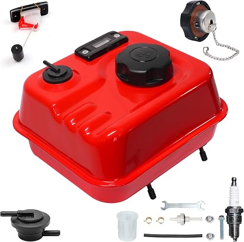 JMCHstore Fuel Gauge Gas Fuel Tank w/ Roll Over Valve for Predator 212 6.5HP 60363 Hemi Engine, For Coleman B200 B200R CT200U BT200X CT200UEX Mini Bike (Red)
