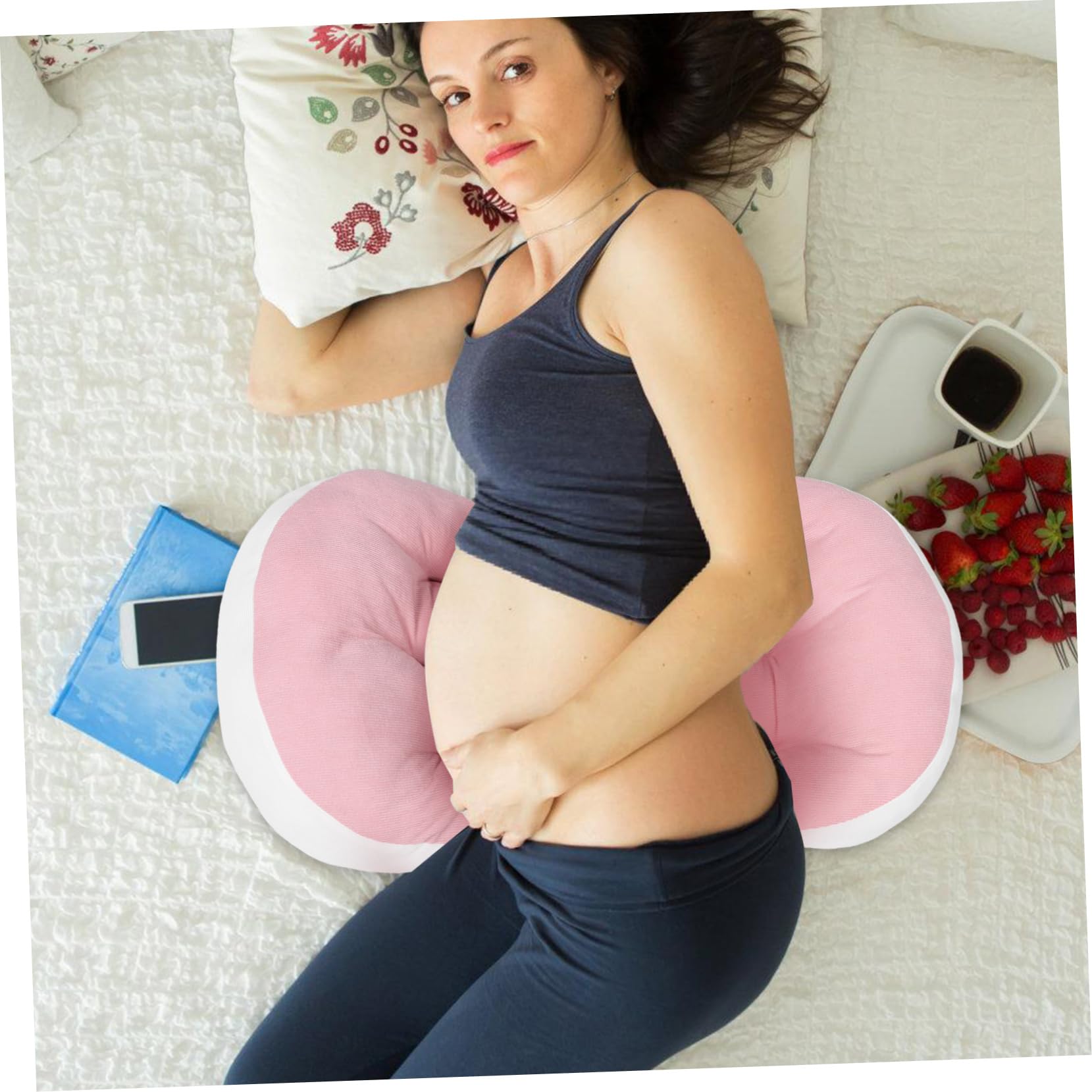 Kisangel Cuscino Da Donna Incinta Cuscino Maternità Forma Di u Supporto Per Pancia e Schiena Per Dormire Di Lato e Allattare