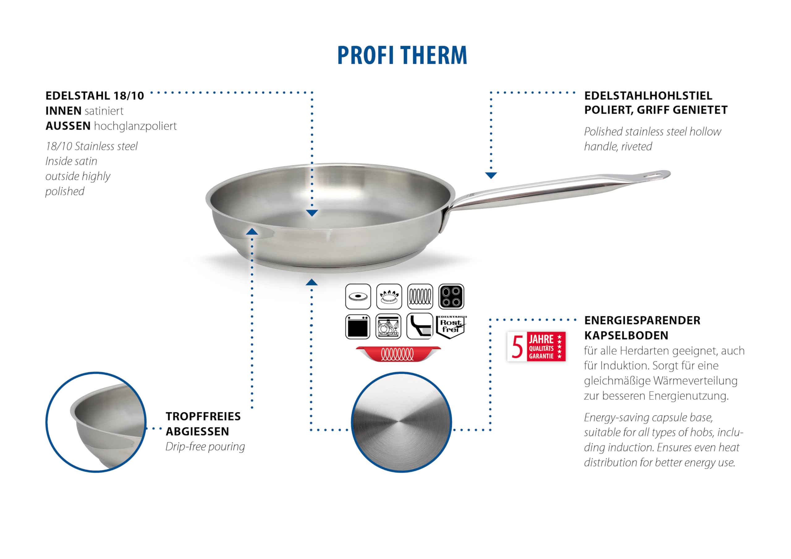 ELO Bratpfanne Profi Therm 28 cm Gastro, Edelstahl - Induktion