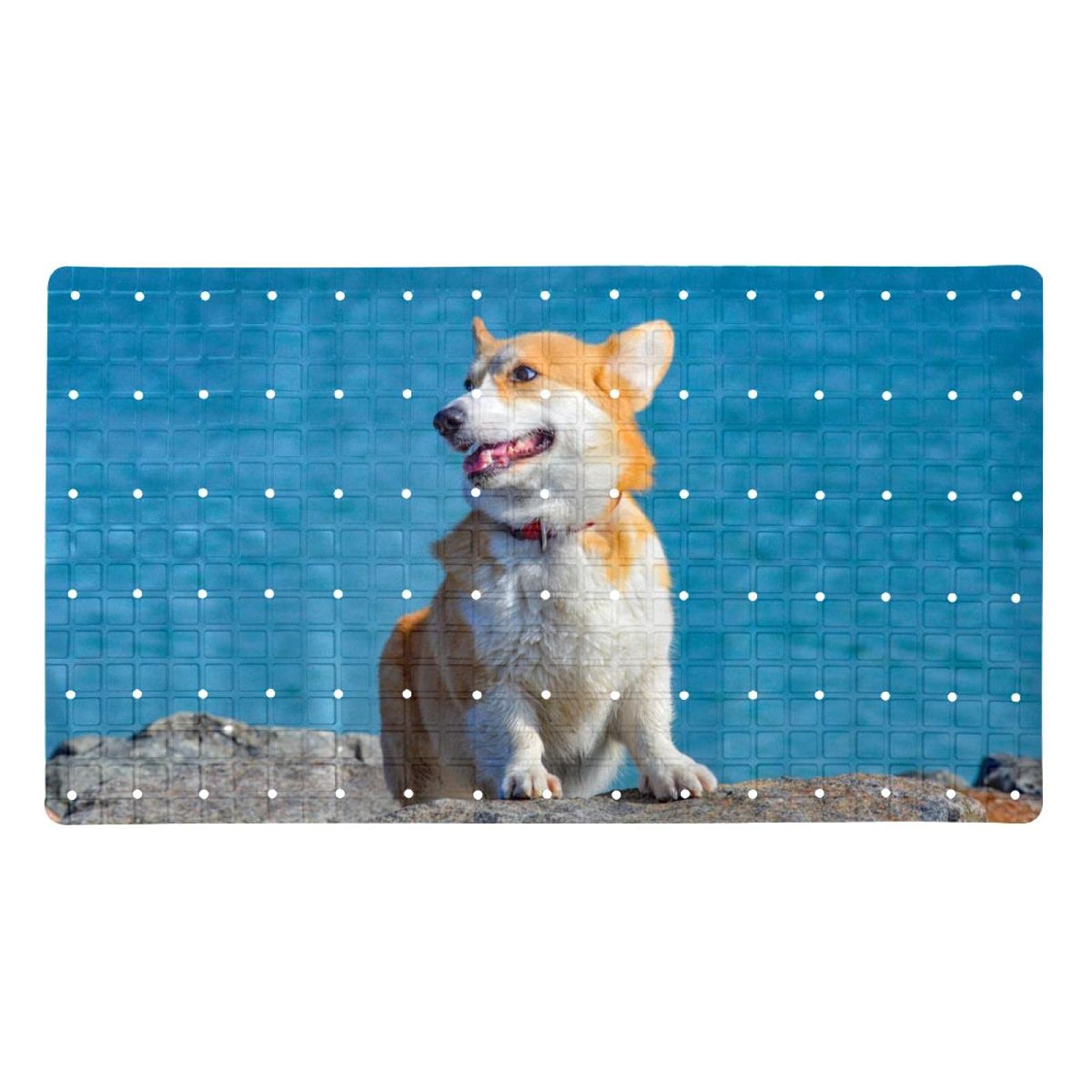 Tapis de bain Corgi antidérapant 71x40 cm avec 120 ventouses pour douche