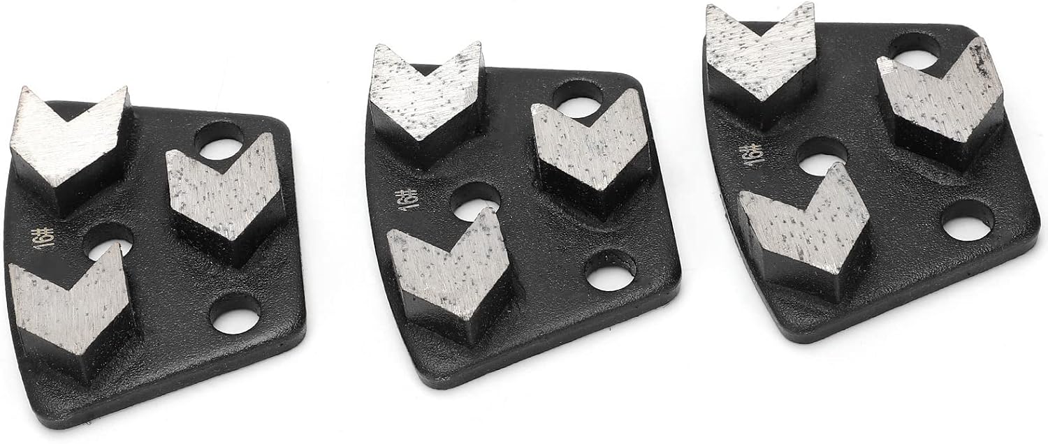 Trapezoid Concrete Grinder Set 16-Piece Tool for Disk Sanding & Cutting with 3pcs Shoes - Black Shaped Grinding Discs for Stone Masonry Tools