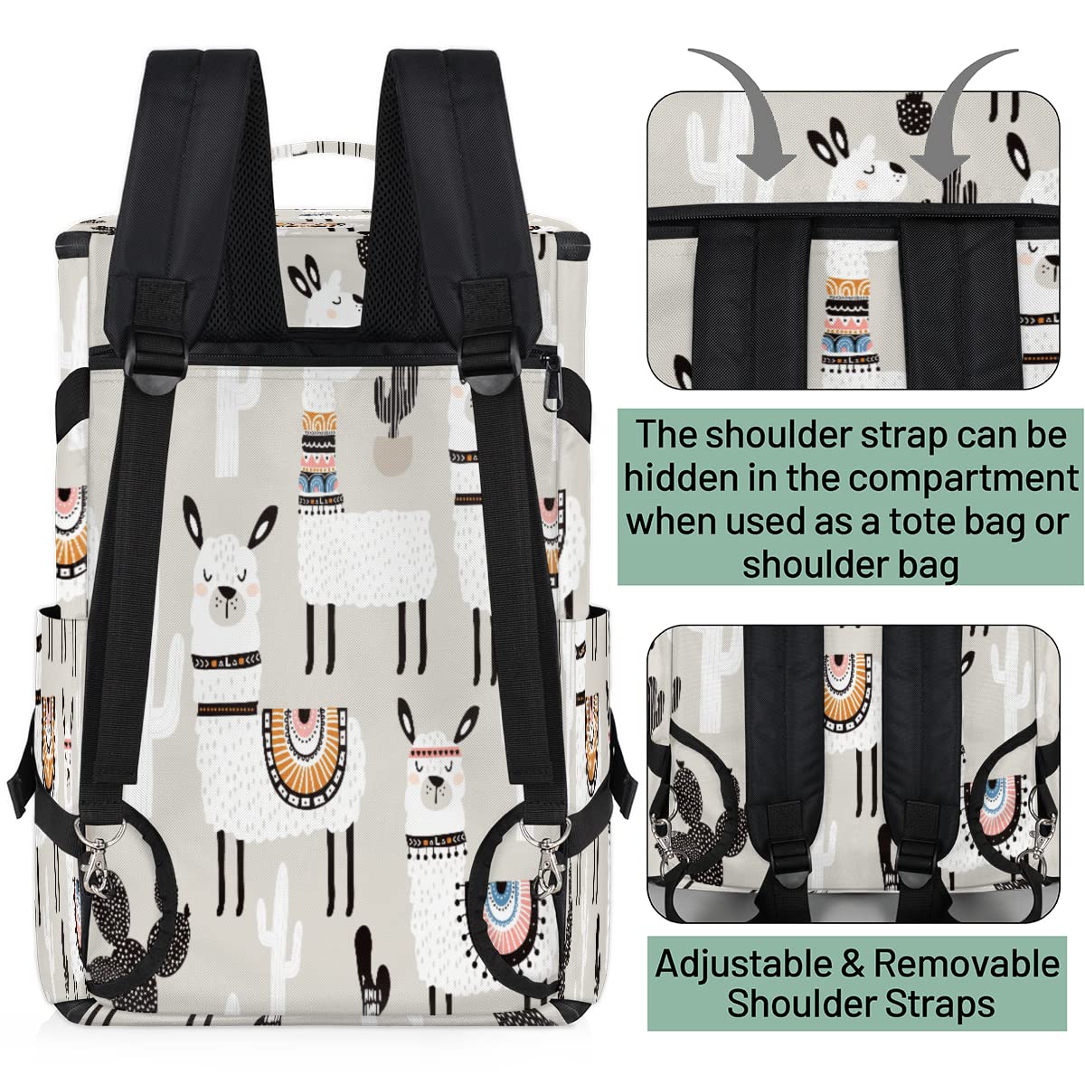 Llama - Mochila deportiva de lona para hombres y mujeres, bolsa de lona azteca con compartimento para zapatos para gimnasio, viajes, senderismo, mochila, Multi 2, Talla única, Deporte