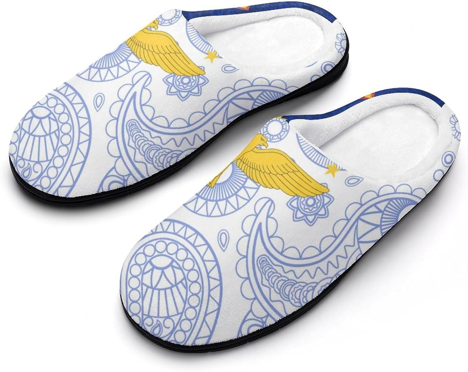Azoress Paisley Flag Women's House Slippers Memory Foam Warm Shoes Spa Rubber Sole Indoor Outdoor