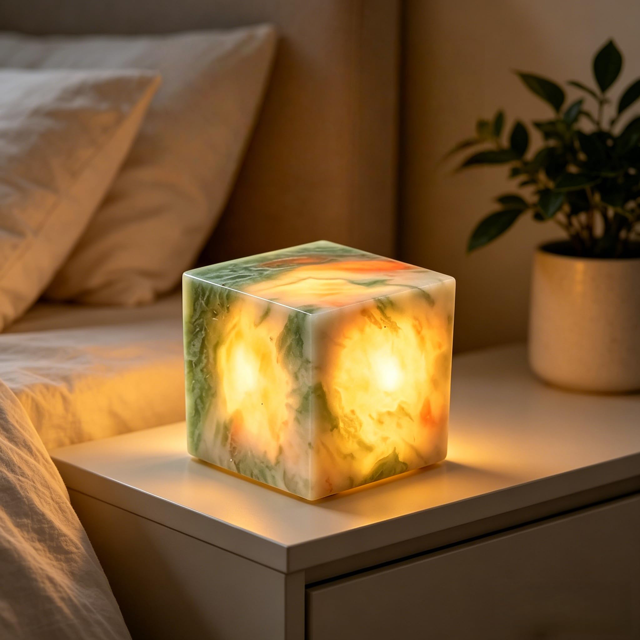 BIEWO Marble Lamp Luxury Stone Table Lamp Type-C Rechargeable Touch Night Light Small Bedside Lamp Cordless Ambient Light for Home Decor, Bedroom, Living Room & Office (Colorful Marble)