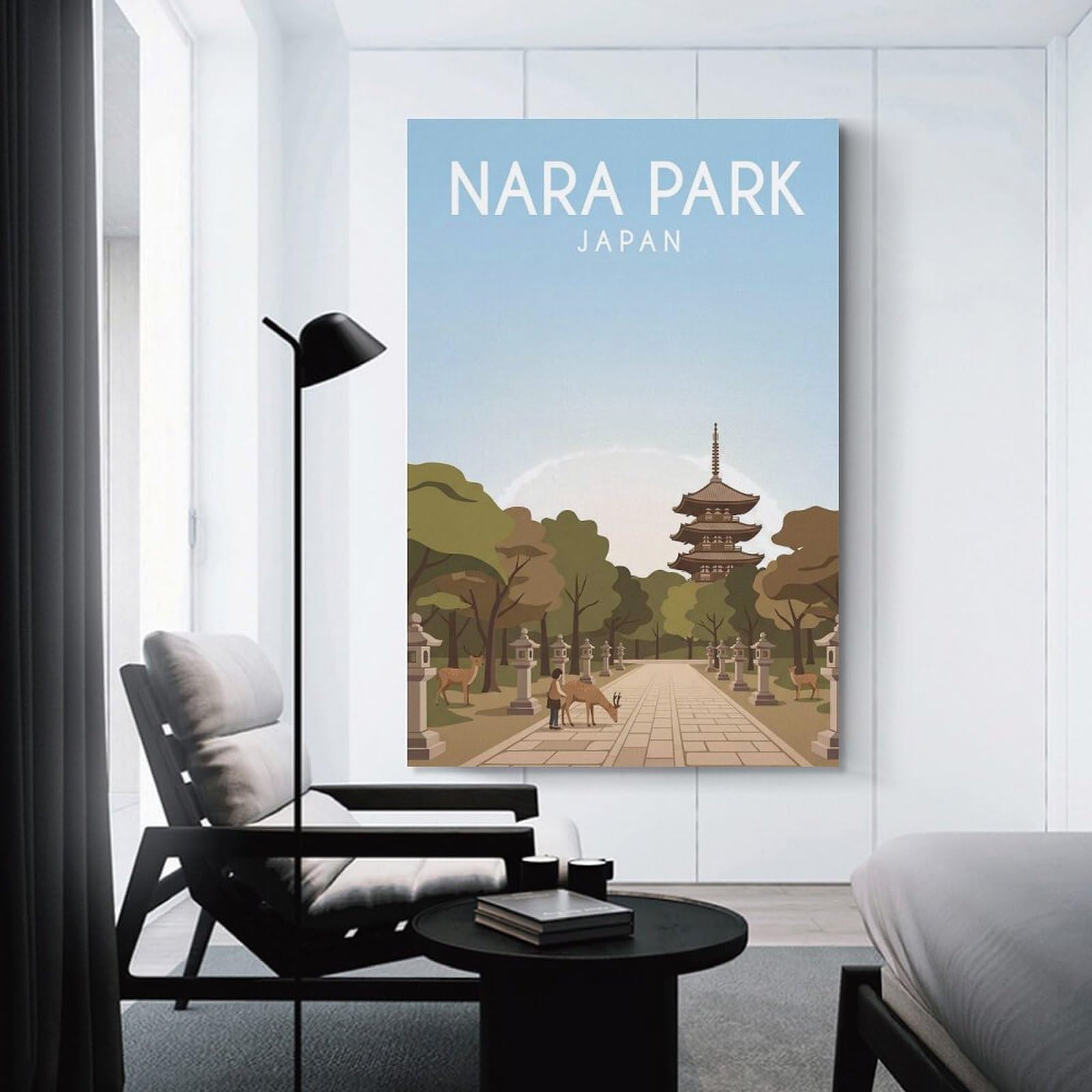 Junmoney Nara Park Japan Decorative Wall Artwork, 16x24inch(40x60cm), for New Homes, Bedrooms Or Workspaces, Gift Idea for Housewarming And Birthdays