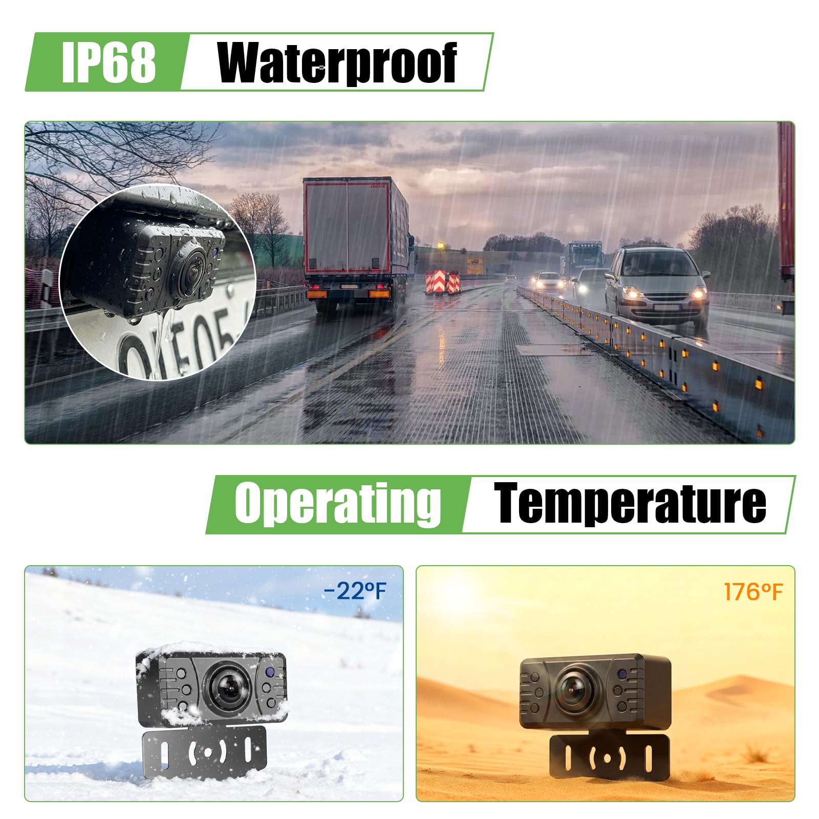 Telecamera di retromarcia wireless IP68 impermeabile con visione notturna, camera grandangolare con monitor display TN da 4,3 pollici, dispositivo di visione notturna ad alto rendimento