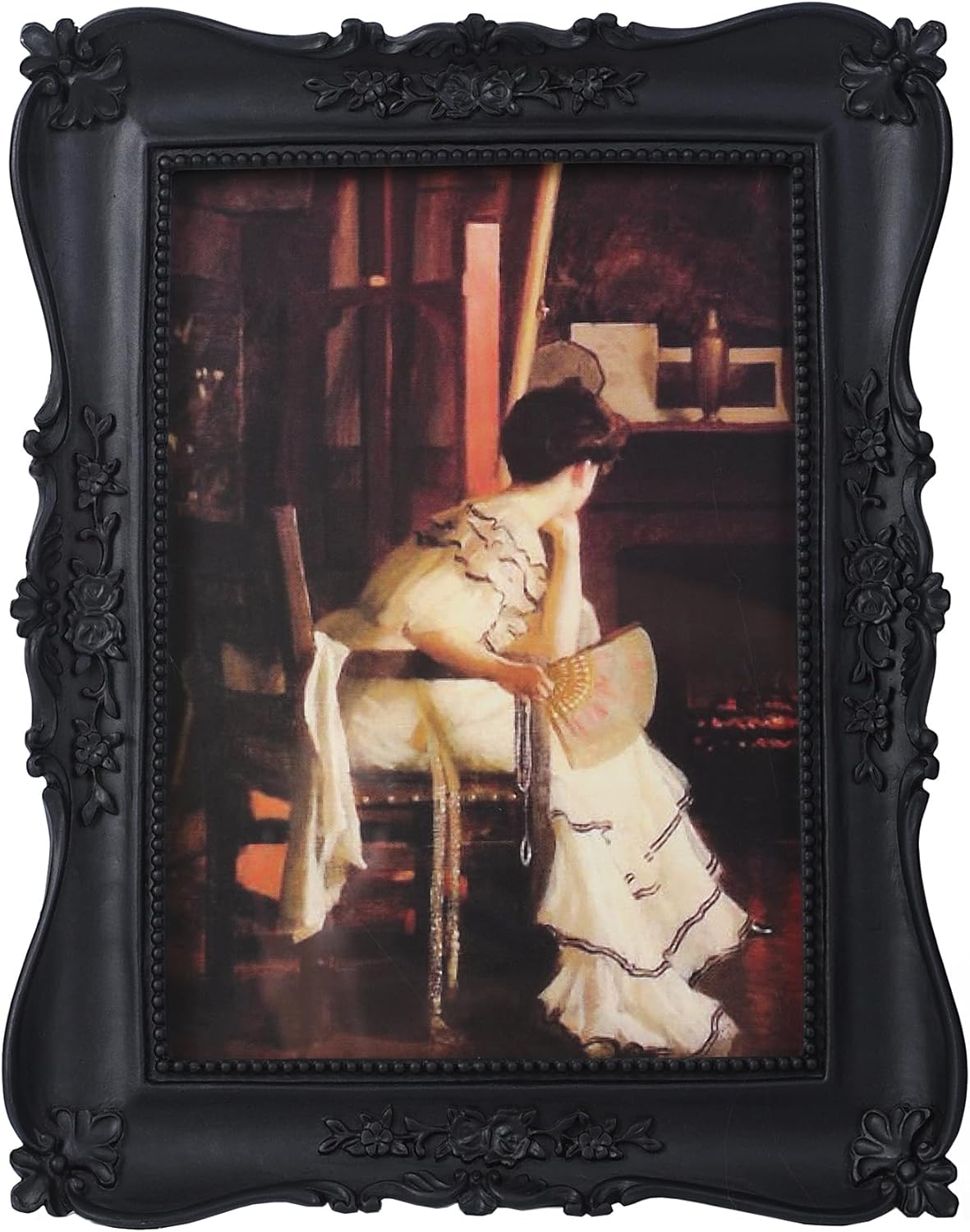 Antique Picture Frames 4x6 Vintage Ornate Gothic Picture Frames Victorian Home Decor Retro Gallery Wall Art with Front Glass for Wall Mount and Tabletop, Black Black 4x6