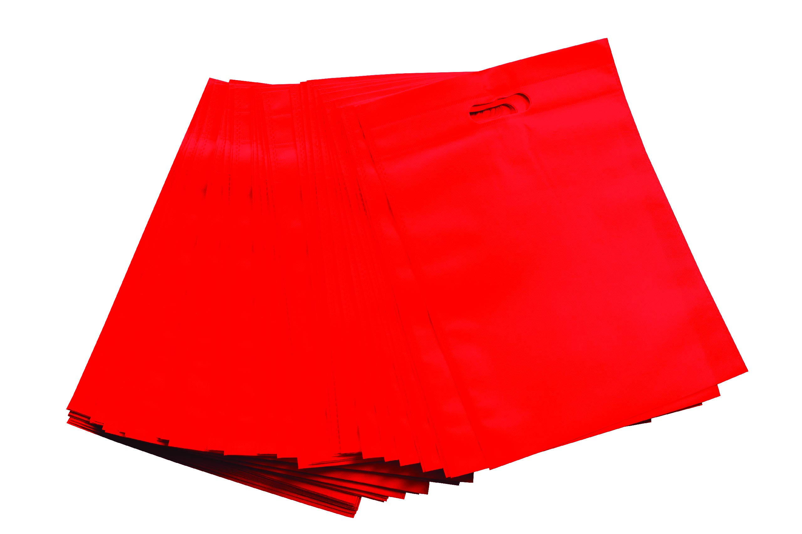 Krupa Enterprise 10x14 Inch Red D-Cut Cloth Carry Bag Pack of 50 | Eco Friendly Handle Shopping Bag | Reusable Gift Daily Use | Lightweight Durable Grocery Tote | Business Retail Bulk