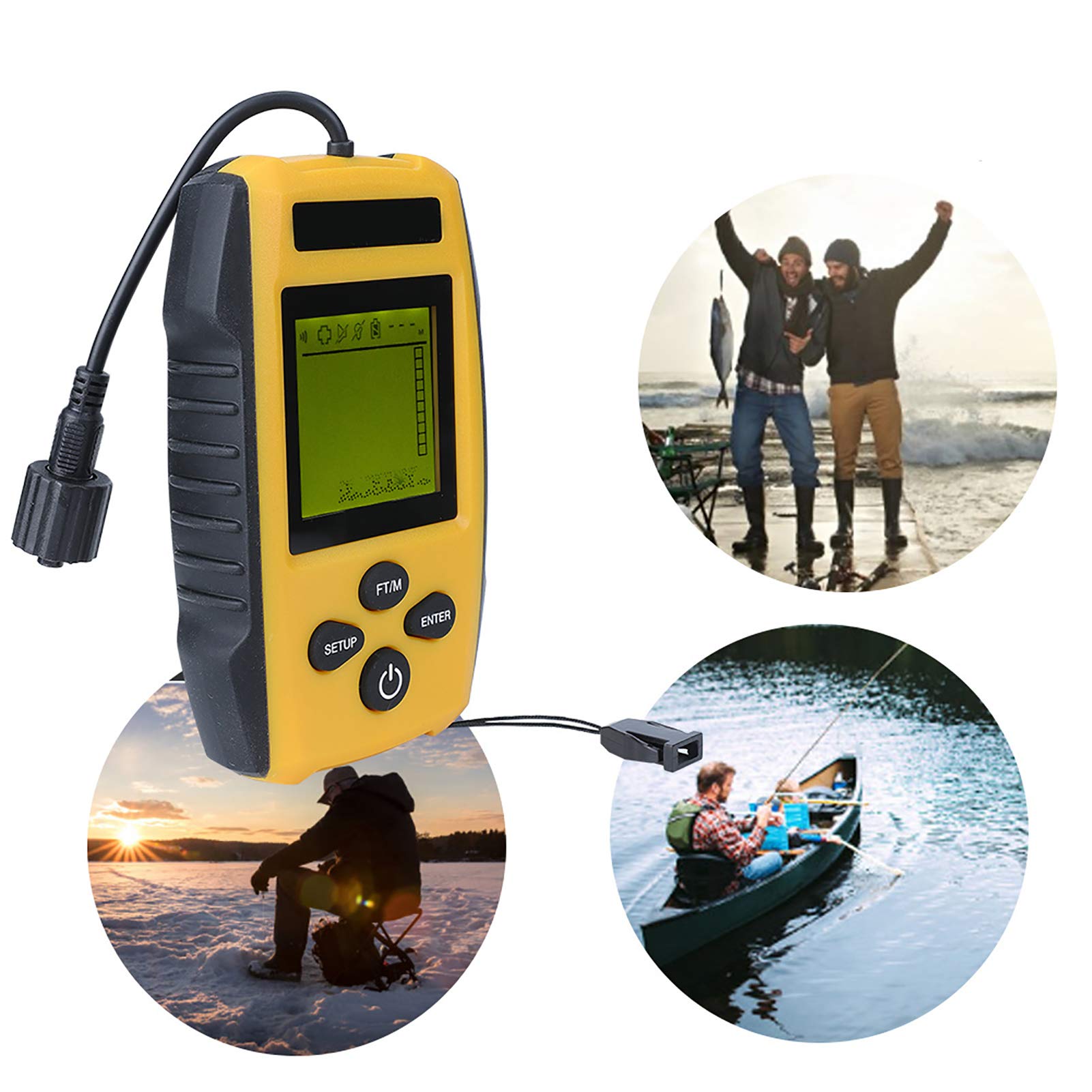 TL88E Tragbarer Fischfinder, 200-kHz-Sonarstrahl-Fischfinder mit Fischalarm und Unterwasserstrukturanzeige für Angelzubehör