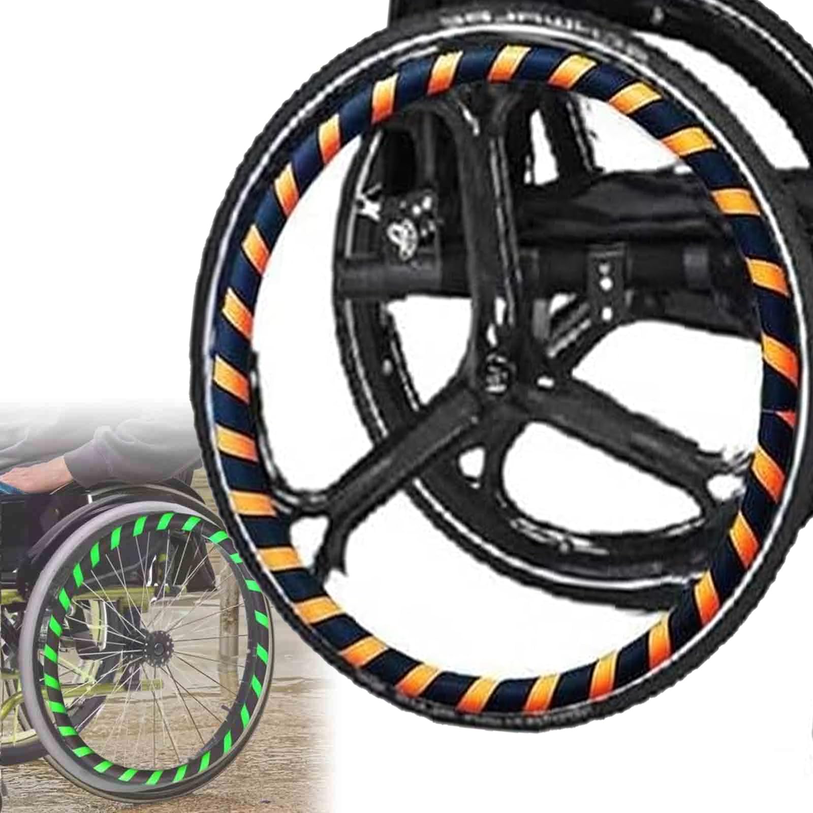 1 para pokrowców na felgi na wózek inwalidzki, pokrowiec ochronny z pierścieniem do pchania dłoni, 50 cm, odporny na zarysowania, grubość 4,6 mm, silikon (odporność), poprawia przyczepność i