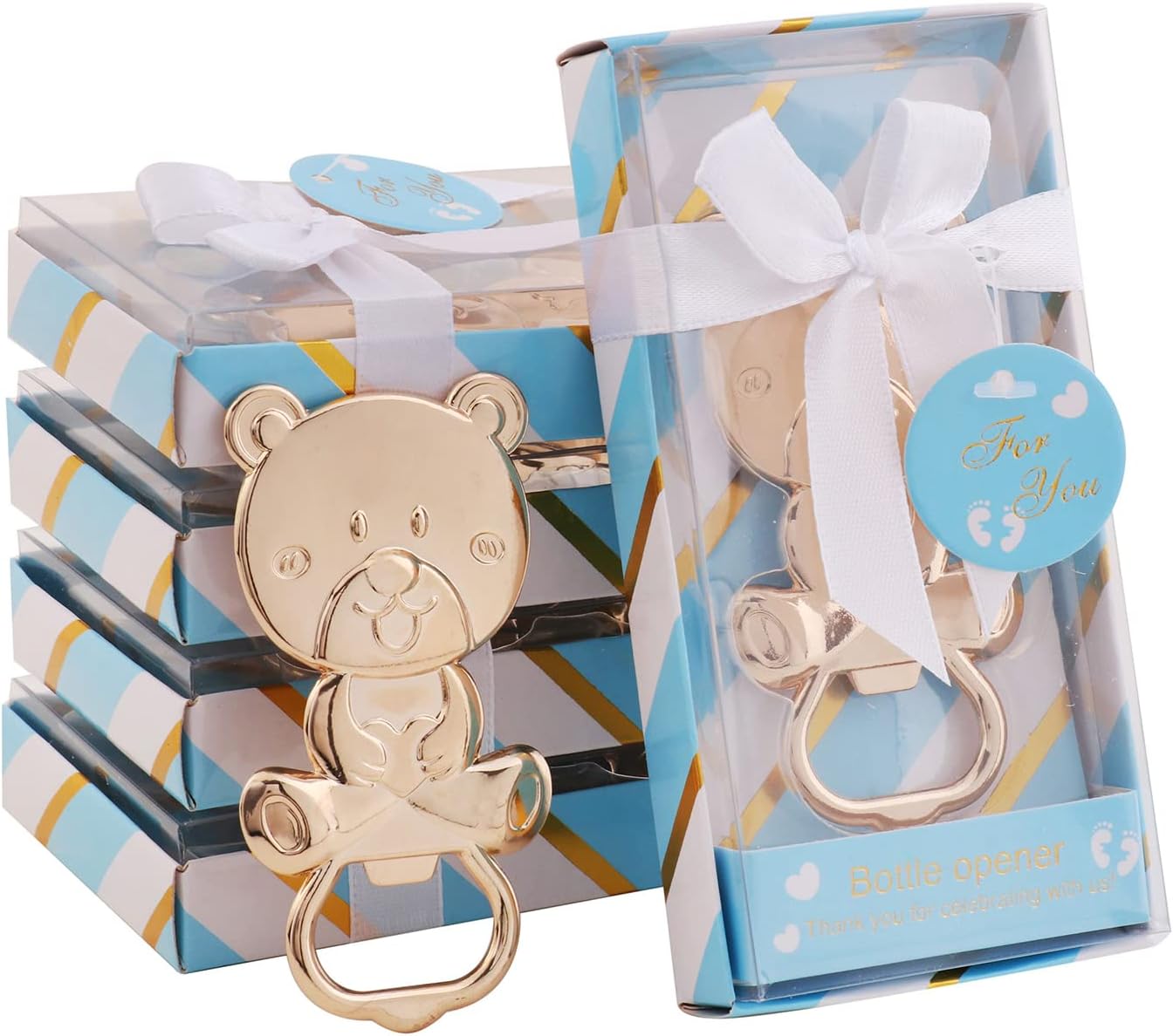 24 pcs Baby Shower Favors for Guest Bear Bottle Opener Baby Shower Keepsake Baby Shower Return Gift for Guest Baby Shower Souvenir for Boy or Girl Baby Shower Decorations (White bear)