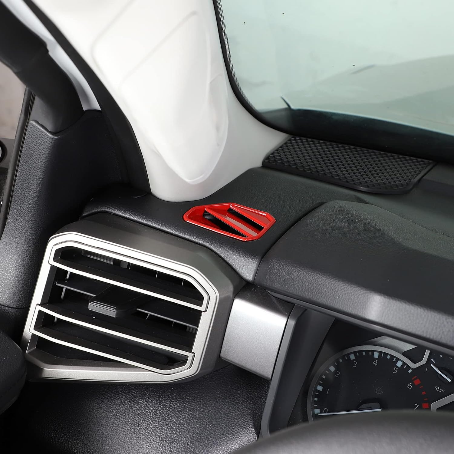 ABS Car Center Control Dashboard Air Vent A/C Outlet Air Outlet Frame Sticker Trim Fit for Toyota Tundra Sequoia 2022 2023,Interior Molding Accessories (Red)