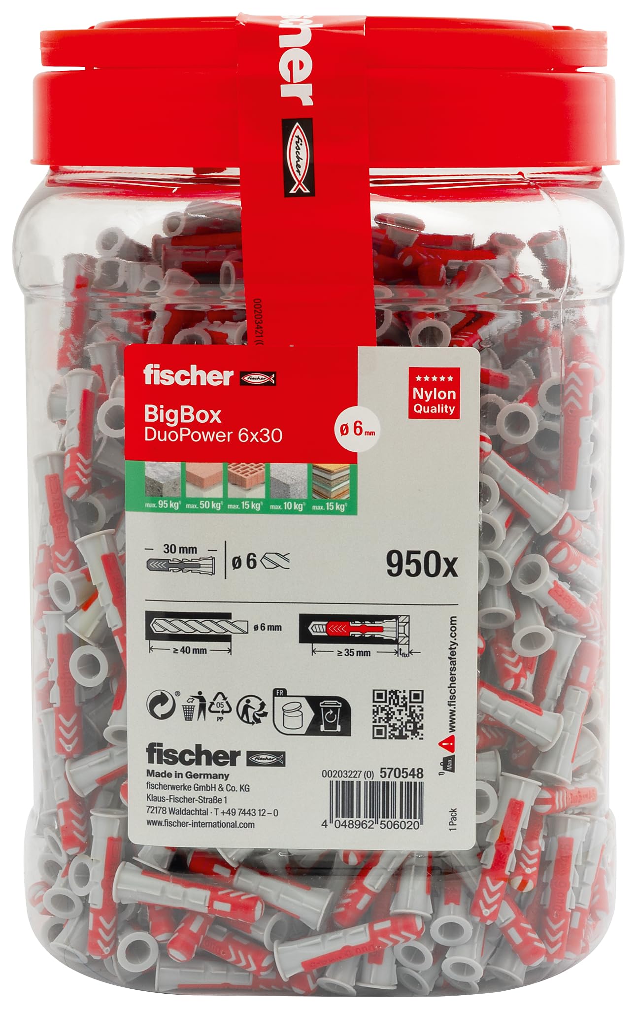 fischer - BigBox de 950 Chevilles universelles DuoPower 6x30 Tous matériaux