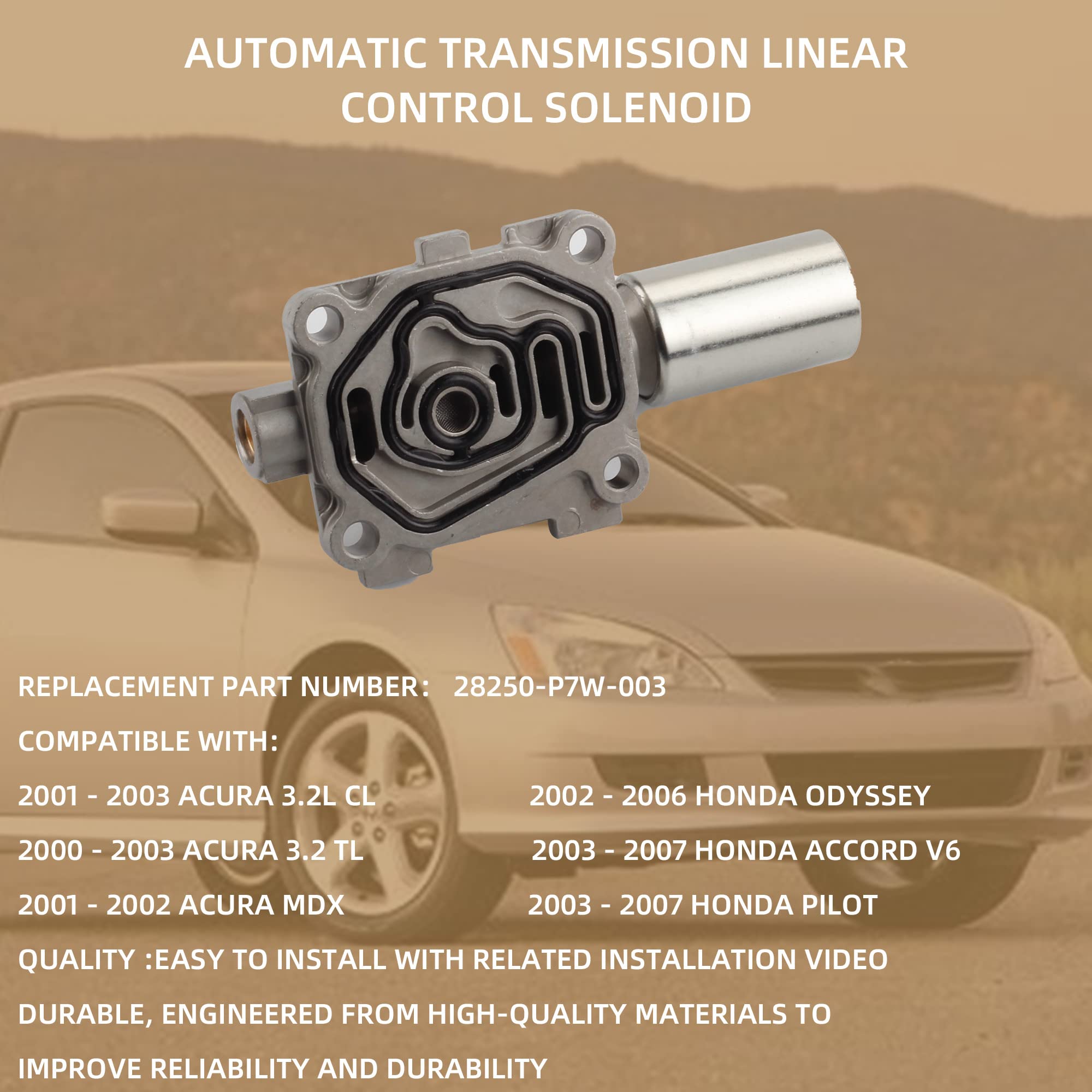 Dasbecan 28250-P7W-003 Automatic Transmission Single Linear Control Solenoid Valve Compatible with Acura Honda Odessey Accord Pilot 2001-2007