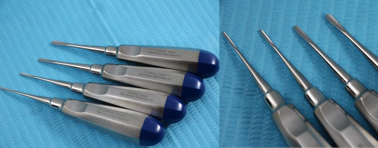 German 4 PCS Straight 1.5MM to 4MM Dental Surgery EXTRACTING Extraction LUXATING Elevator-BLU
