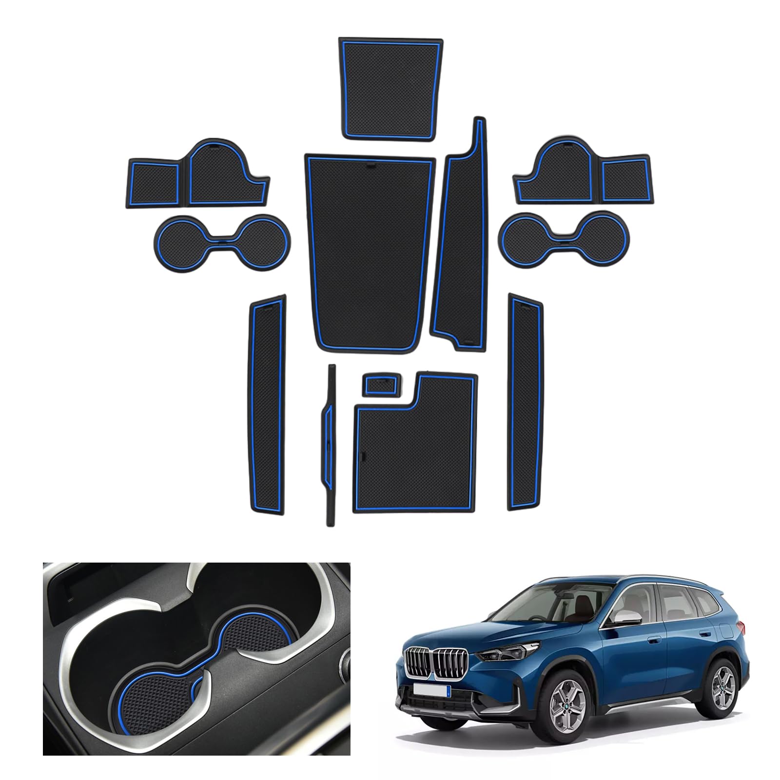 Set 12 Tappetini In Gomma Per BMW X1 IX1 U11 2022-2025 - Per Console, Portabicchieri E Porte - Antiscivolo E Impermeabili - Foto 9