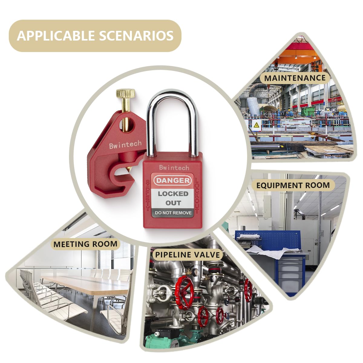 Bwintech 5 piezas 38MM varios candados de seguridad rojo con llave con disyuntor candado de seguridad candado de seguridad Loto Tag
