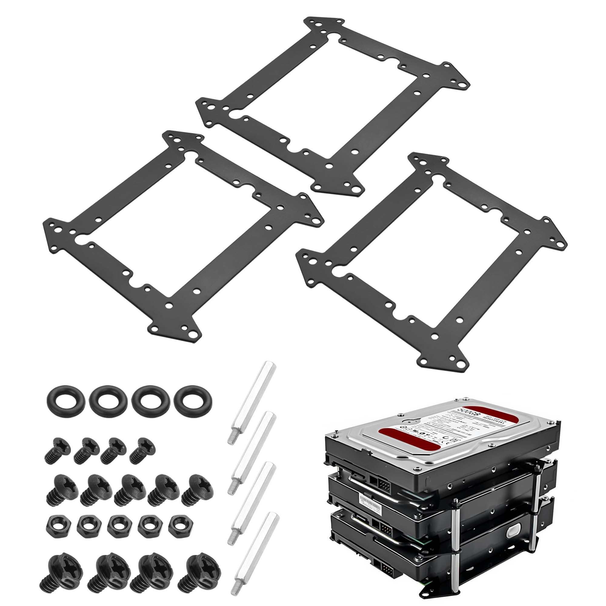 YAODHAOD SSD Einbaurahmen Metall für 2,5" / 3,5" Zoll HDD/SSD Halterung stapelbar, platzsparende Speichererweiterung für PC Gehäuse, NAS, Server (3)