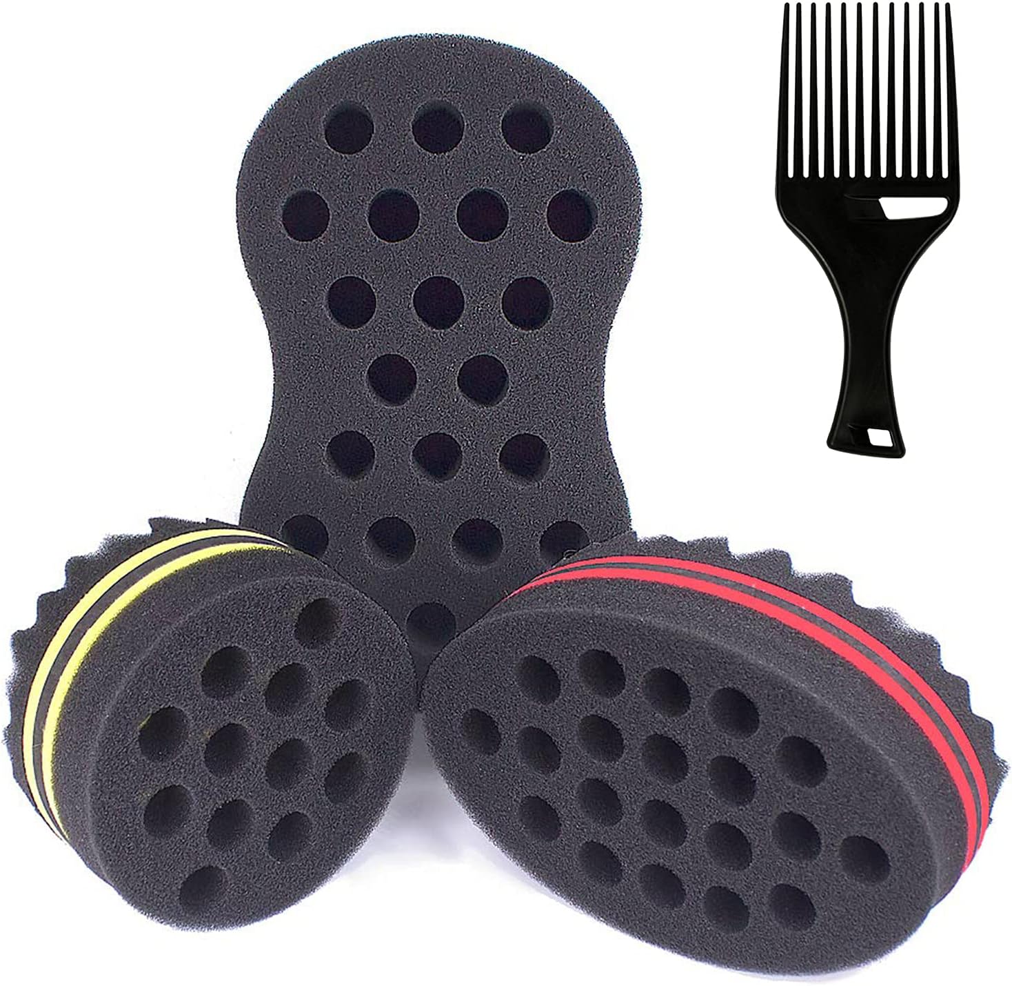 WORGATE Big Hole Hair Sponge for Men and Women Large and Small Foam Dreads Curling Brush Sponge for Afro Curl Magic Barber Twist Sponge 16mm…