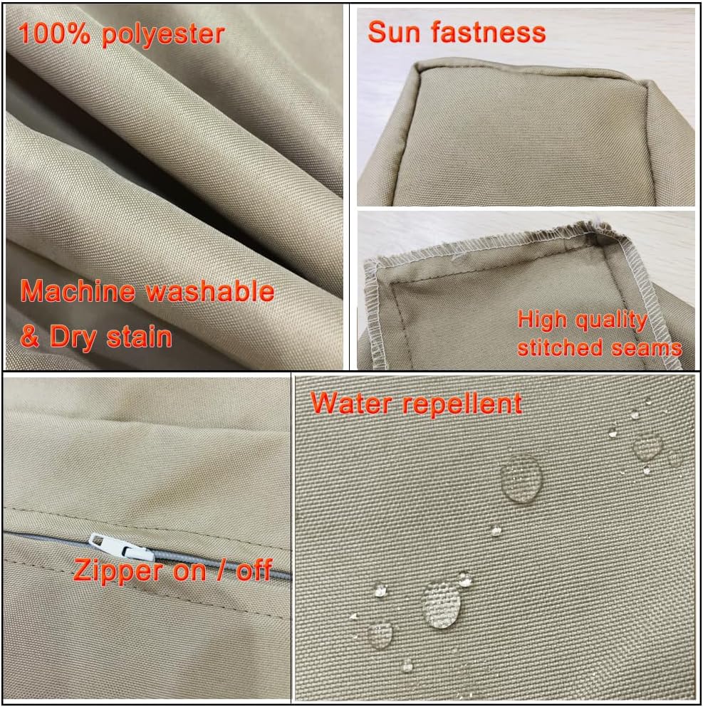 Oslimea Swing Cushion Cover Replacement 60 x 40 Outdoor Porch Swing Cushions 2-3 Seater Replacement Cover with Ties and Buckle Waterproof for Outdoor Patio Porch Swing Cushions, Tan
