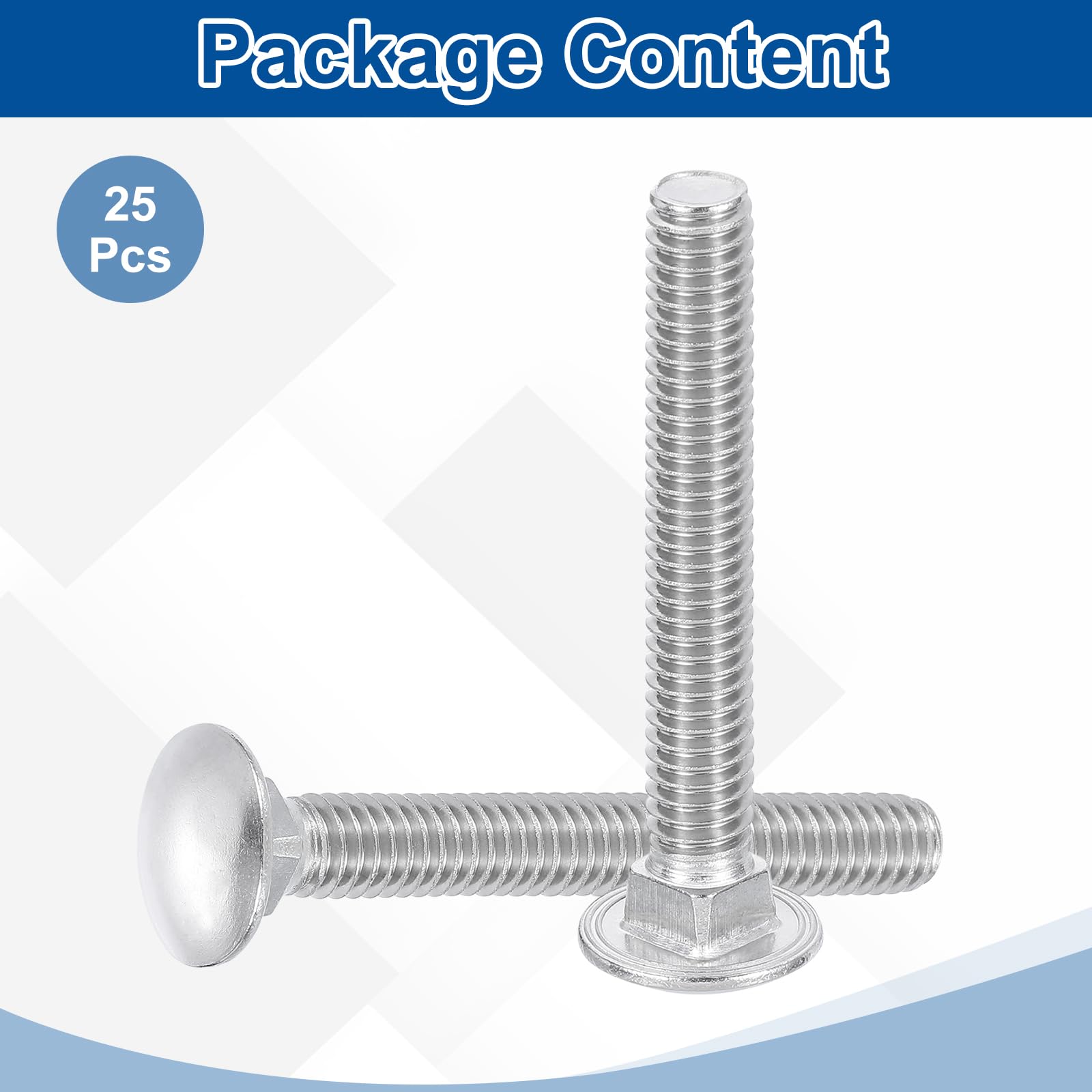 QUARKZMAN 25Pcs Bulloni A Testa Tonda 5/16"-18x3-1/2" Bulloni Viti Argento