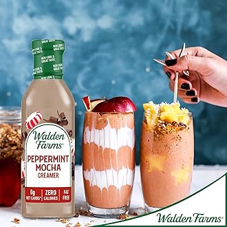 Walden Farms Peppermint Mocha Coffee Creamer, 12 oz. Bottle, Fresh Flavored Non-Dairy Milk Substitute, Natural and Organic Liquid, Gluten Free and Low Carb, Vegan Friendly, 6 Pack