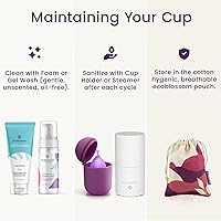Vista 6 de EcoBlossom Reusable Menstrual Cup Set - The Most Reliable Medical Grade Silicone Period Cups - Comfortably use for 12 Hours (Small & Large)