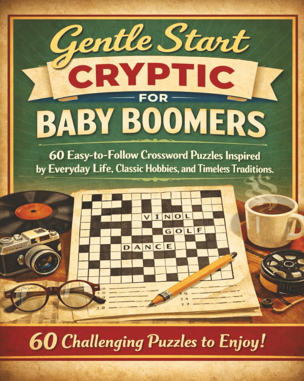Gentle Start Cryptic for Baby Boomers: 60 Easy-to-Follow Crossword Puzzles Inspired by Everyday Life, Classic Hobbies, and Timeless Traditions
