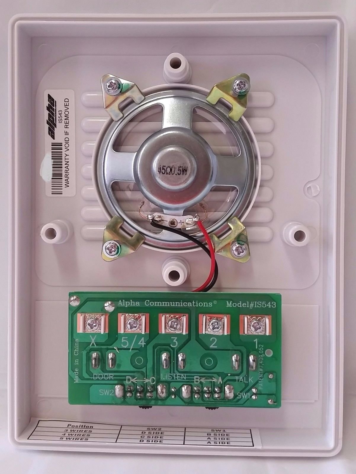 ALPHACO IS543 5/4/3 WIRE INTERCOM STAT-PLAST