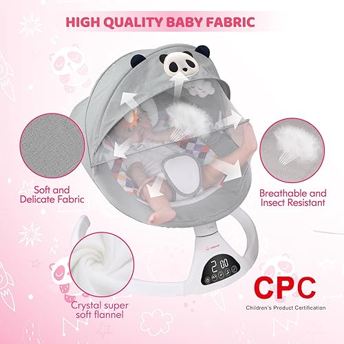 Miniatura 5 de Columpios de bebé para bebés y niños pequeños, gorila eléctrica para bebés, columpio portátil Bluetooth para recién nacido, balancín de bebé con