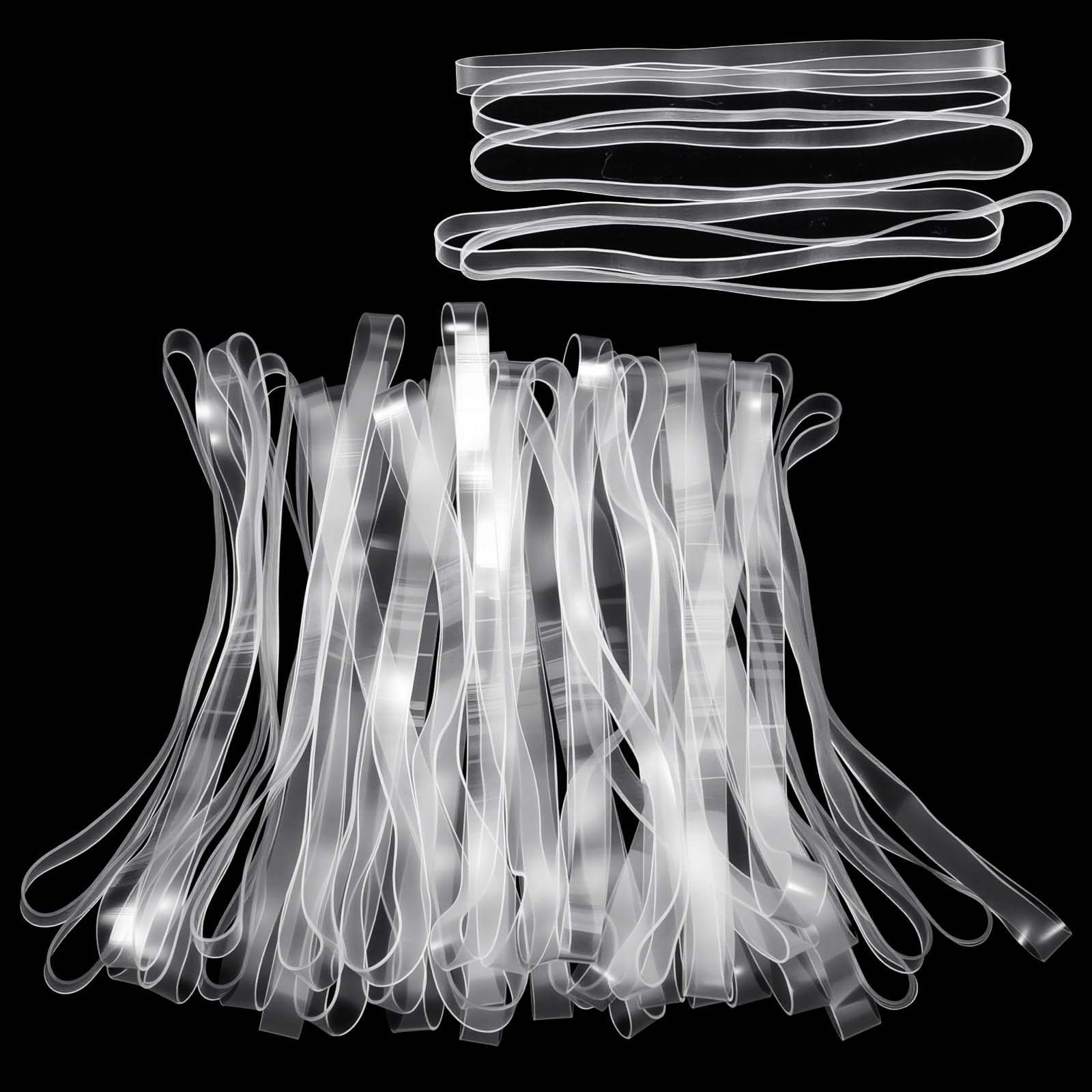 100 PCS Clear Rubber Bands for Crafts, 200x5mm (Perimeter X Width) Large Rubber Bands for Balloon Arch, TPU Heavy Duty Elastics for Home Office Crafts Wrapping and Fixing