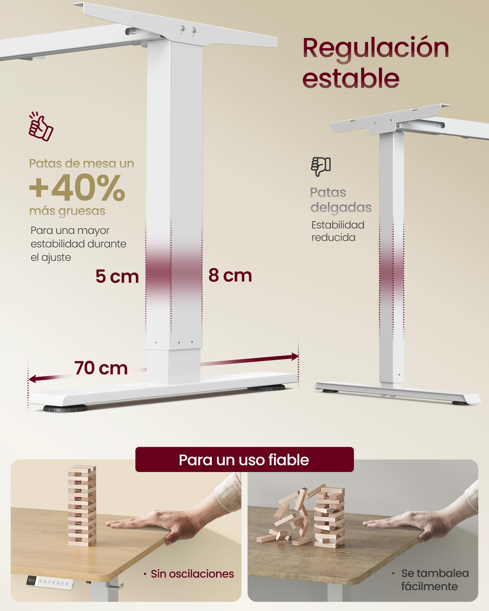 VASAGLE Scrivania Regolabile in Altezza, 140 x 80 cm, Porta USB-C, Mensola per Ciabatta Elettrica, Promemoria per Sedentarietà, 3 Tasti di Memoria, per Ufficio, Rovere Dorato LSD144YA02