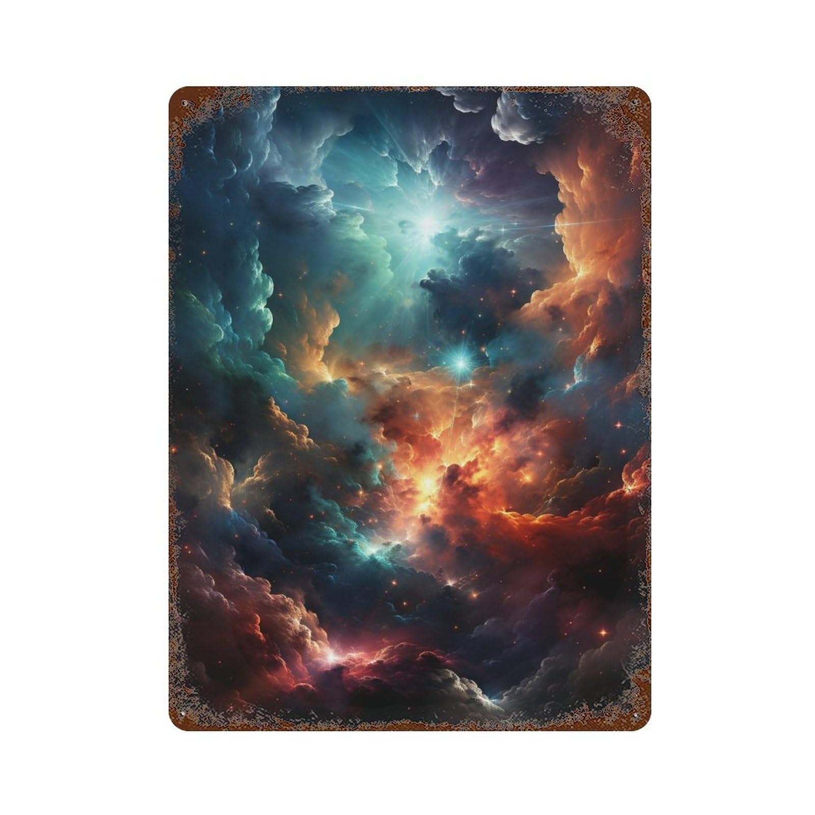 Cosmic Nebula Sky-1 Vintage Rust Metal Sign 15.7"x11.8", for Basement, Hobby Room And Garage Decor, Retro Wall Decor