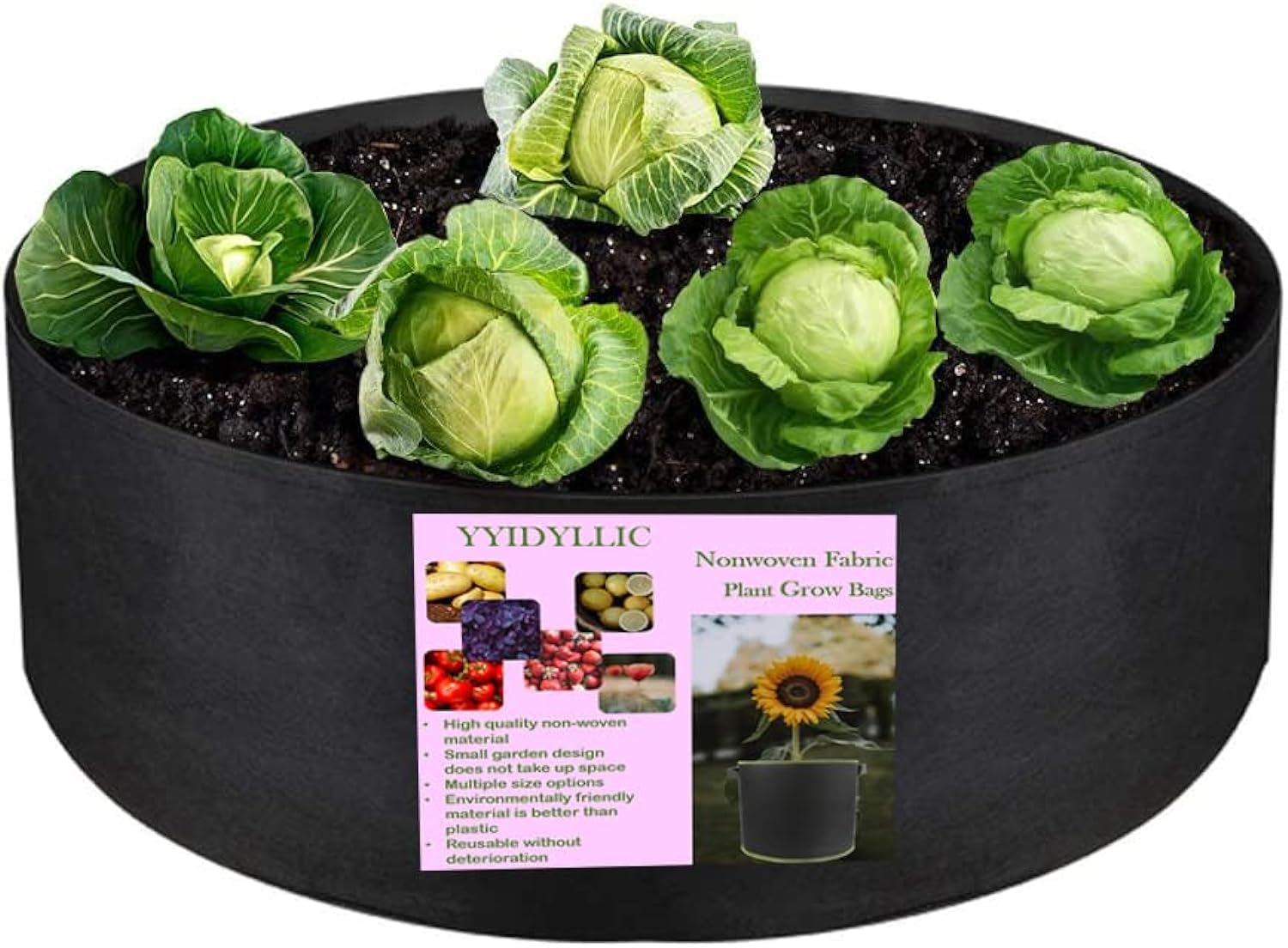 AE002-100 1 Pcs 100 Gallon Oversize Plant Grow Bag,Aerated Thickened Fabric Material Agriculture Pot, Heavy Duty Garden Planting Container Suitable for Potatoes Tomatoes Vegetables and Fruit