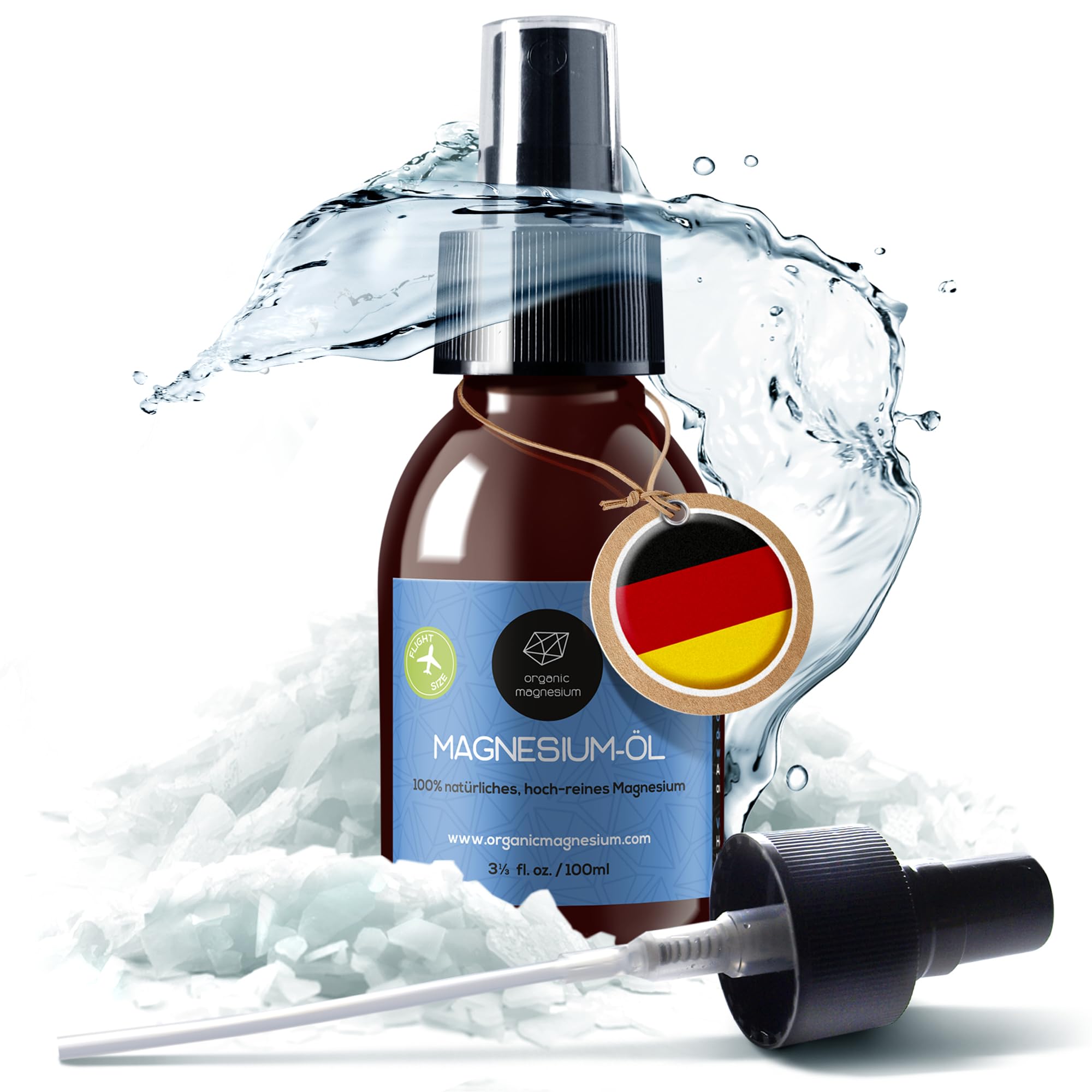 Ultra Pur MagnesiumÖl Spray - 100% Natürlich Reines Zechstein Öl von Organic Magnesium | Perfekt für Sport & Muskel entspannung | Flüssig MagnesiumChlorid Oil Konzentrat