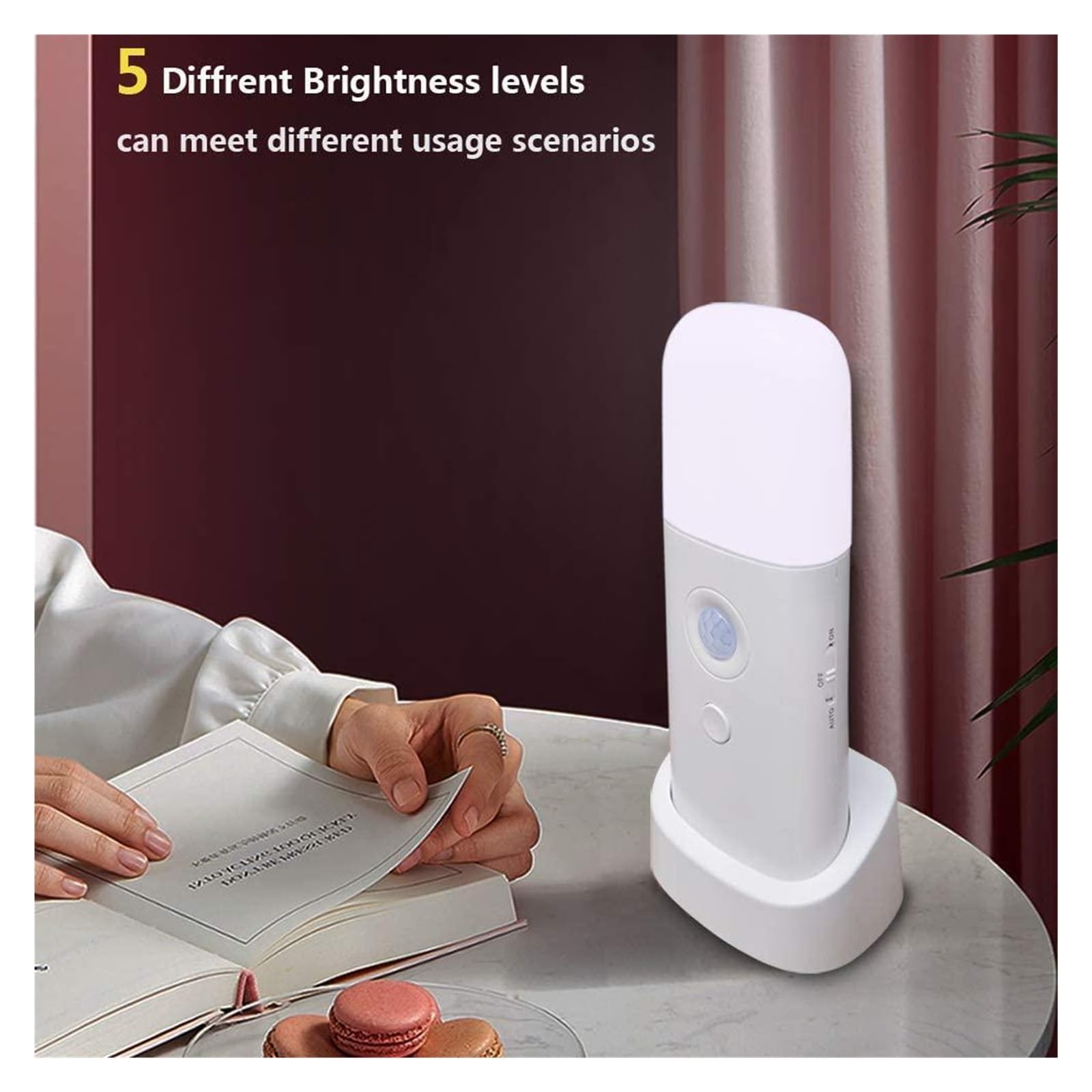 Luce Notturna LED Intelligente Sensore Di Movimento Dimmerabile For Interni Portatile A Induzione For Il Corpo Umano Smart Home Rilevatore Di Movimento(Yellow 1pcs)