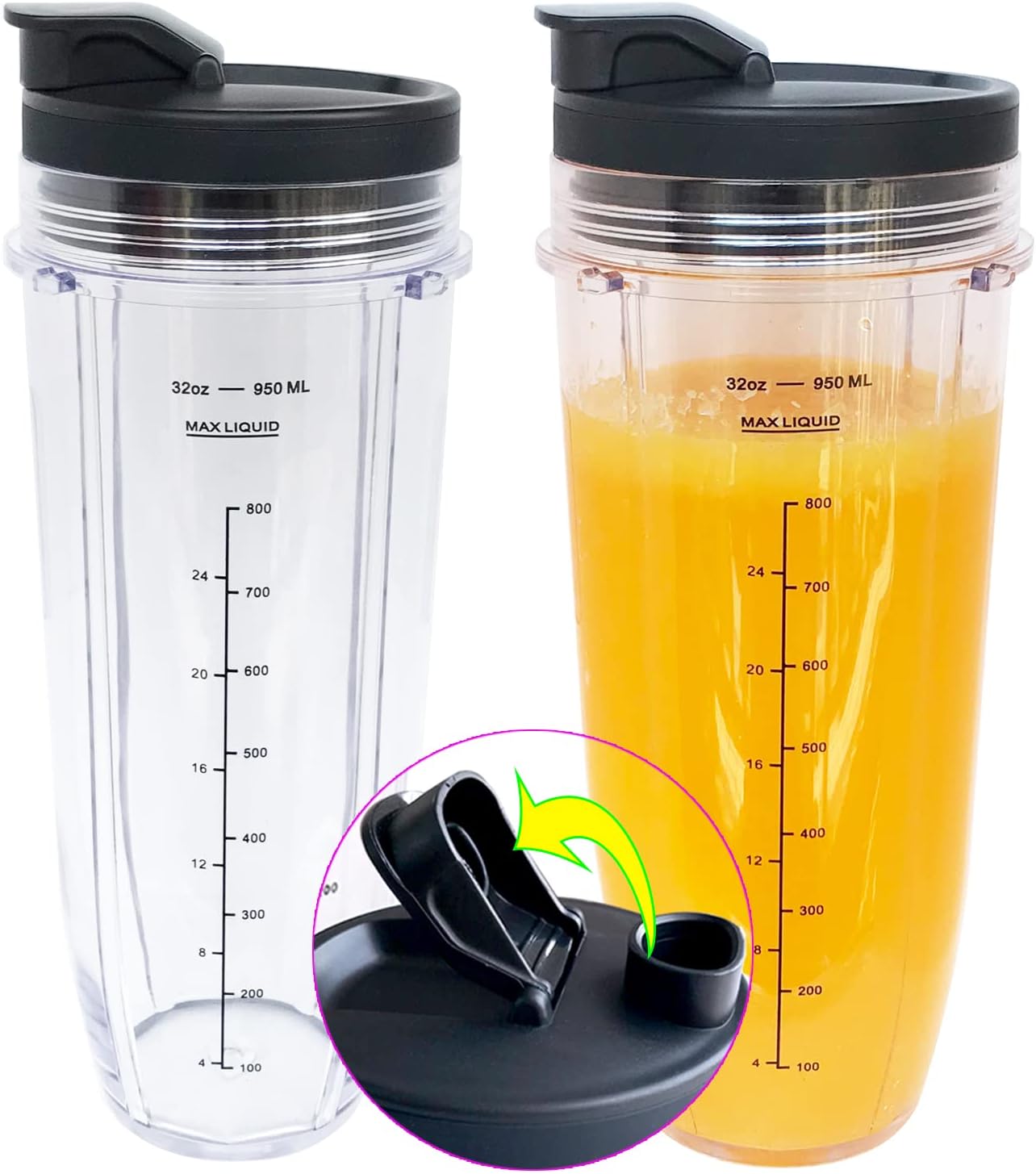 Blenpar 18oz Cup With Sip N Seal Lids Compatible With Nutri Ninja Auto