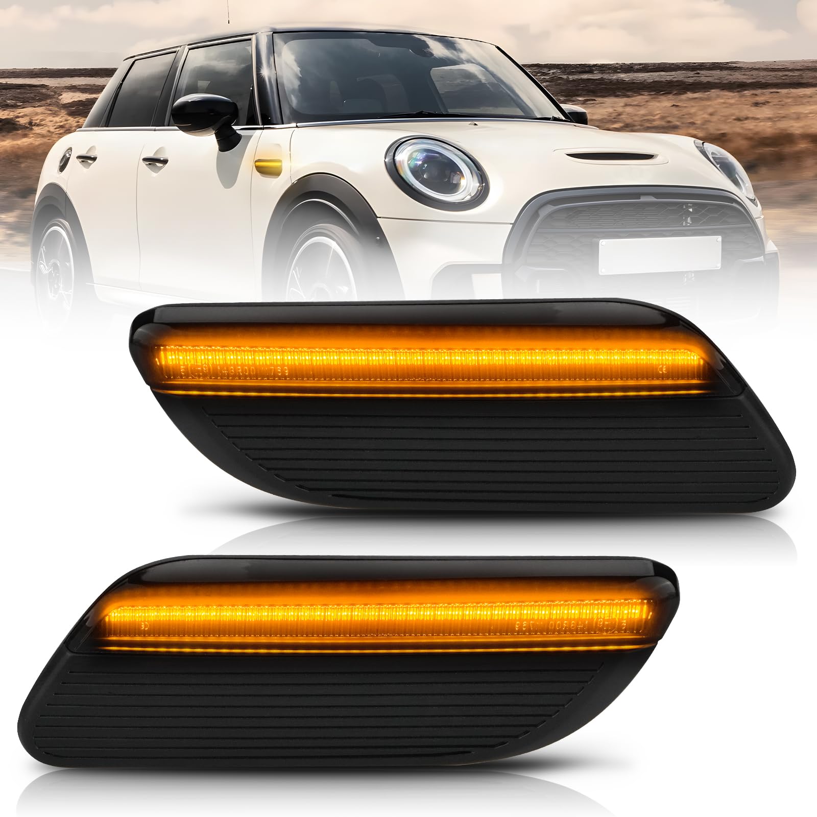 Luces Laterales LED De Lente Ahumado ámbar Para Mini Cooper F55/F56 2014-2020, Pack De 4