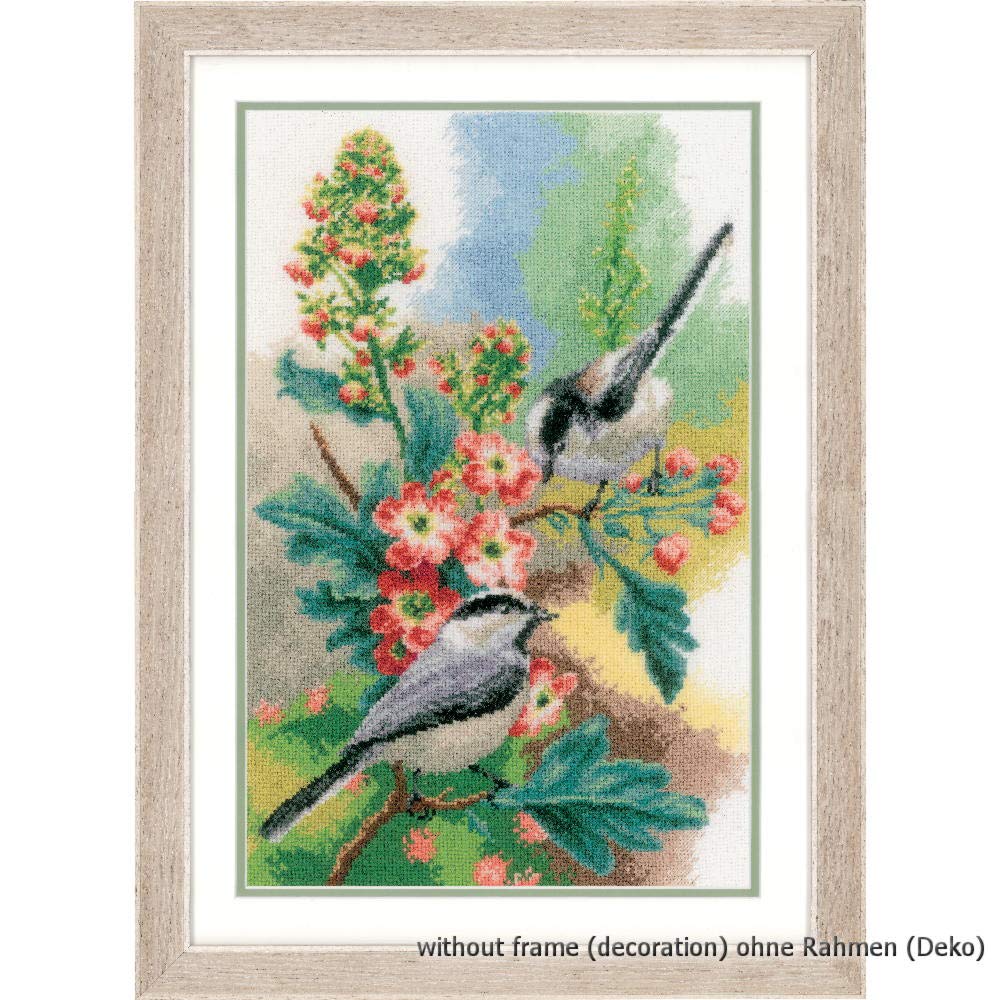 Vervaco PN-0163024 - Kit per ricamo a punto croce, in cotone, motivo: uccelli e fiori, multicolore 24 x 38 cm / 9,6" x 15,2"