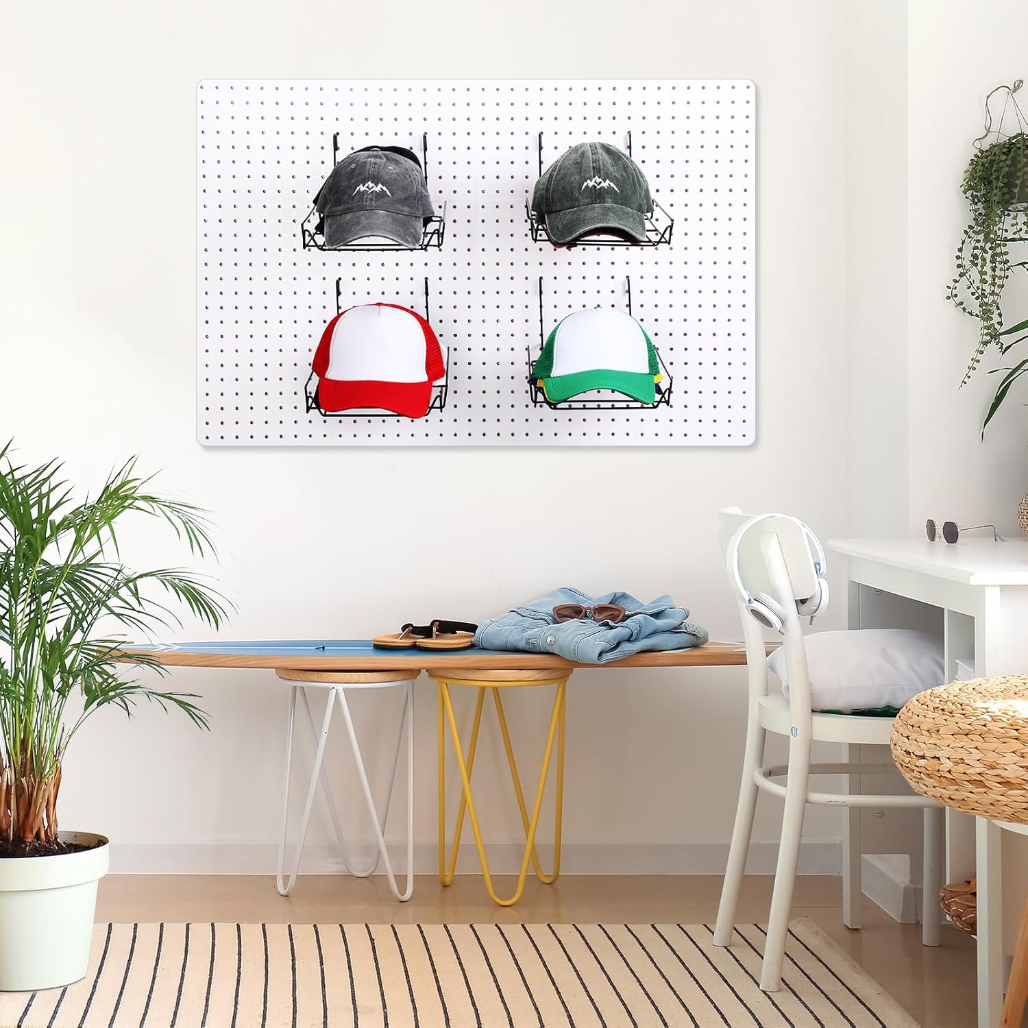 Yaocom 10 Pcs Wire Hat Rack Display for Slatwall, Grid, Pegboard, Metal Multifunctional Retail Shelves Organizer for Home Shop Store Boutique, Black