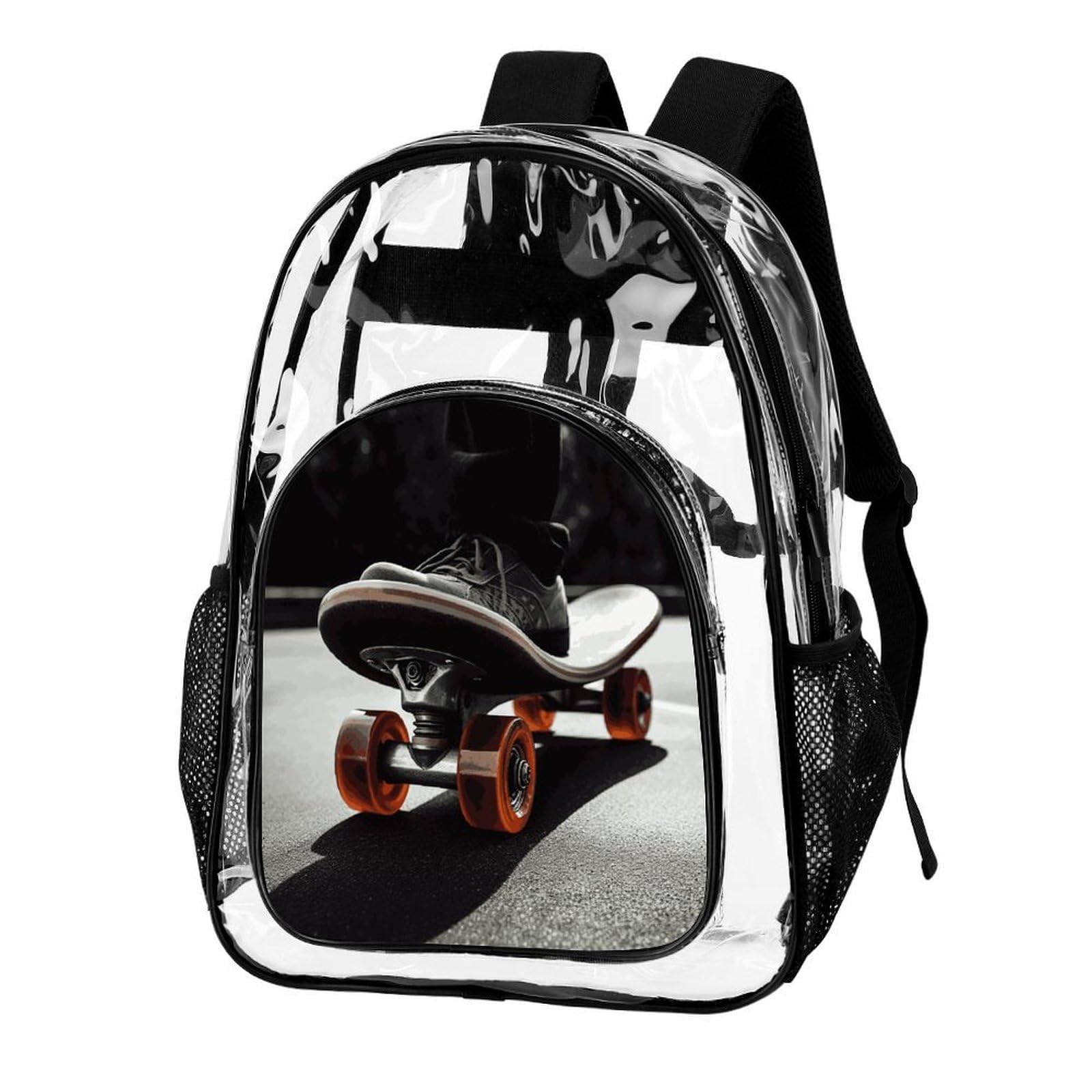 Zaino trasparente con ruote da skateboard, grande, in PVC, trasparente, per sicurezza, lavoro, viaggi, stadio