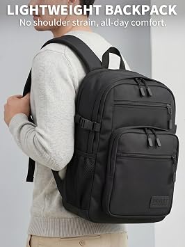 Backpack for Men, Black School Backpack for Teen Boys, Lightweight Laptop Backpack Fits 15.6 Inch Notebook, Large Capacity Back to School Backpack for Middle High School, College