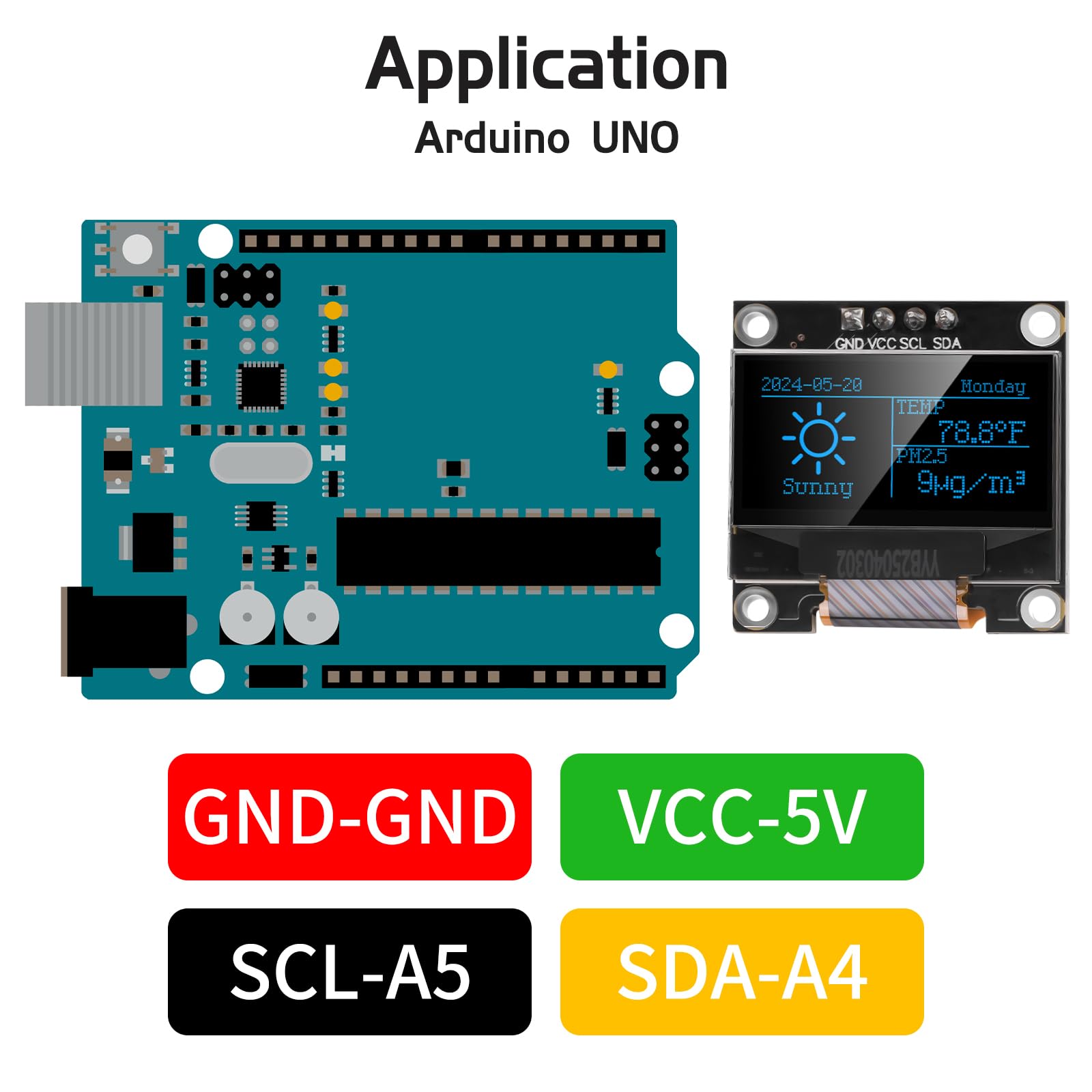 YELUFT 5x 0,96 Zoll I2C OLED Display Modul 128x64 Pixel – Weiß, Für Arduino, Raspberry Pi, ESP32 & Co.